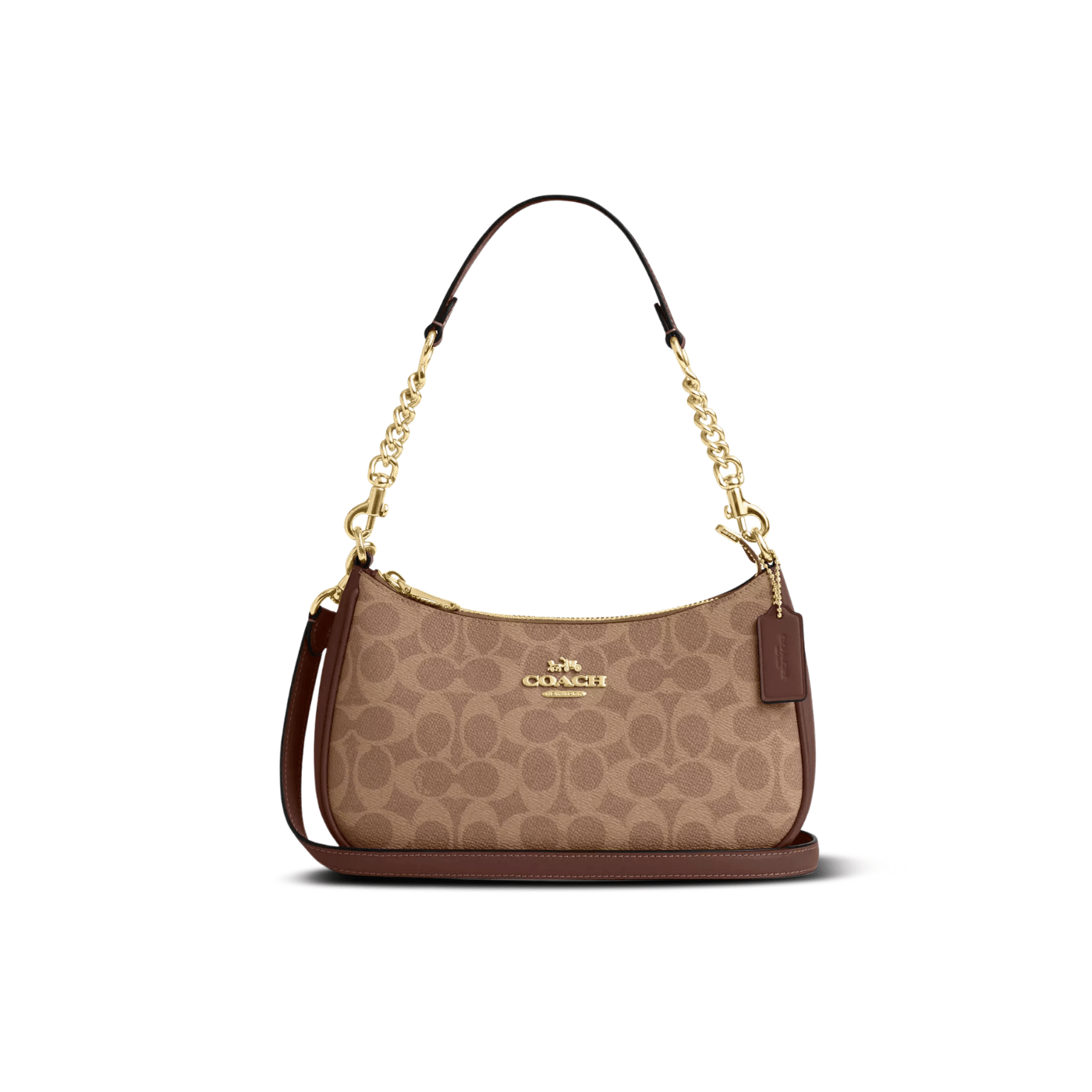 Coach Teri Shoulder Bag signature canvas/Gold/Tan/Brown