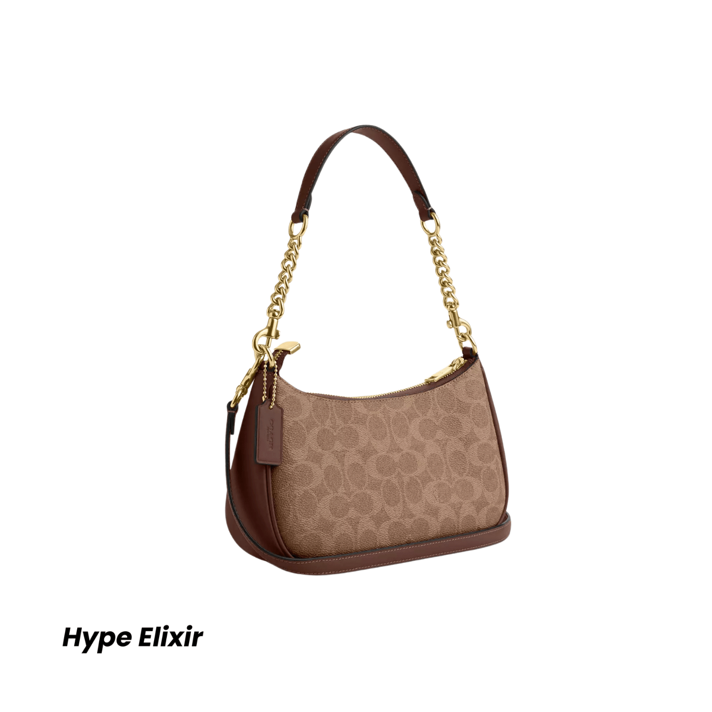 Coach Teri Shoulder Bag signature canvas/Gold/Tan/Brown