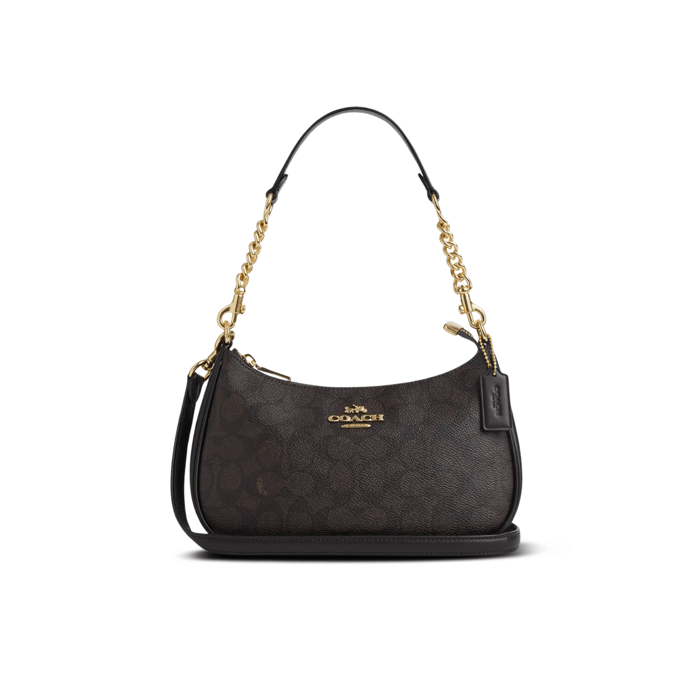 Coach Teri Shoulder Bag signature canvas/Gold/Walnut/Black