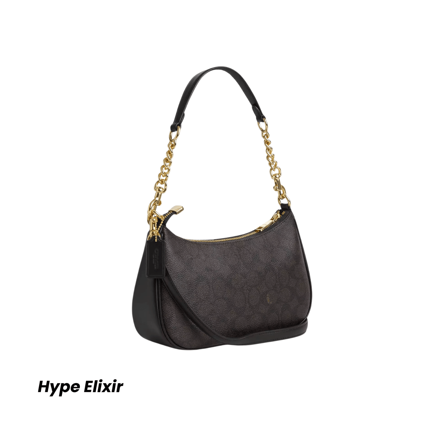 Coach Teri Shoulder Bag signature canvas/Gold/Walnut/Black