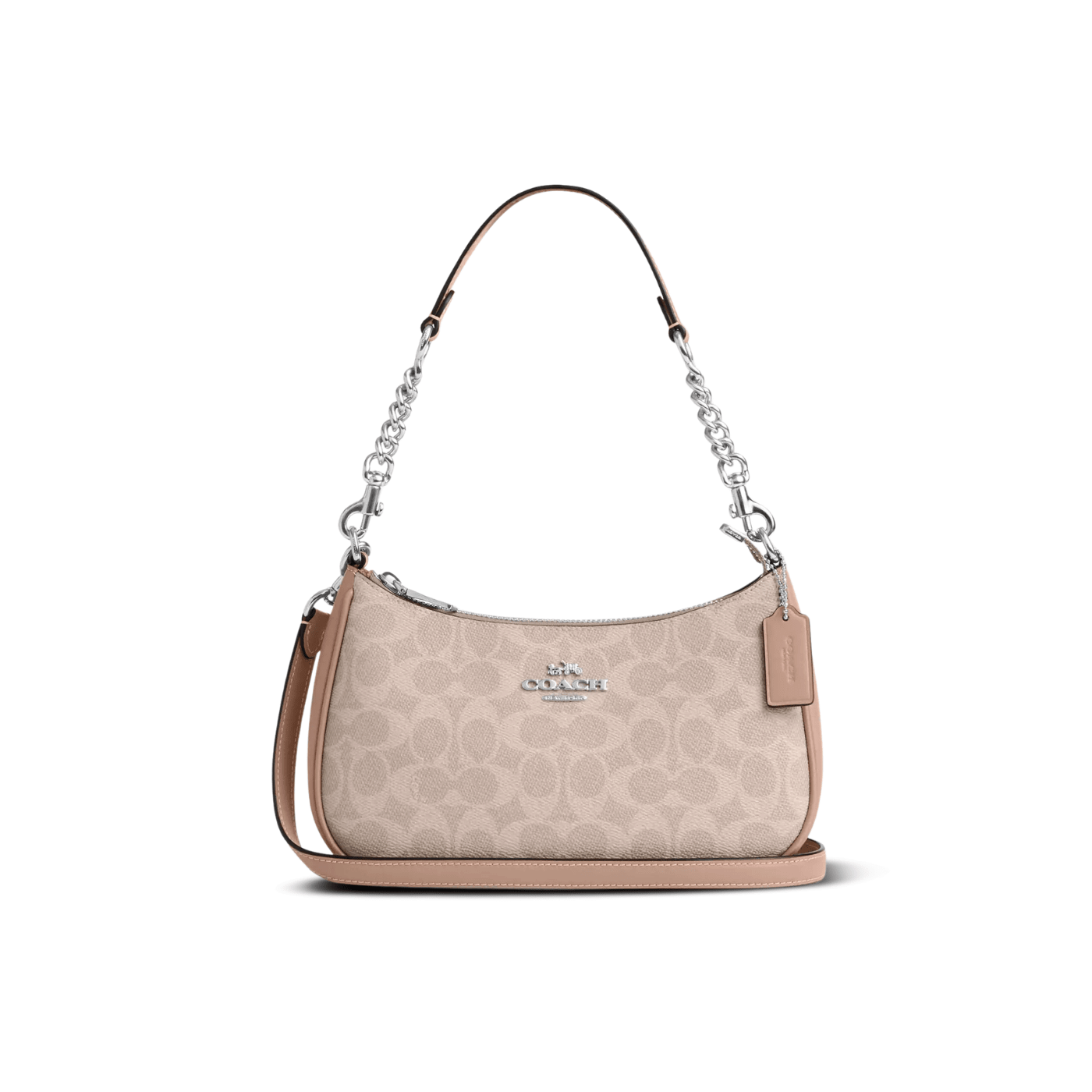 Coach Teri Shoulder Bag signature canvas/Silver/Sand/Taupe