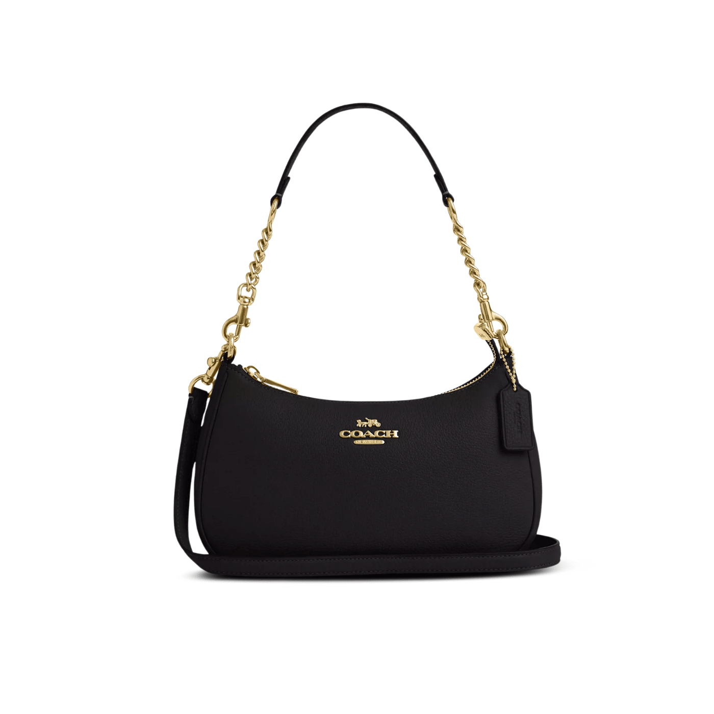 Coach Teri Shoulder Bag pebbled leather/Gold/Black