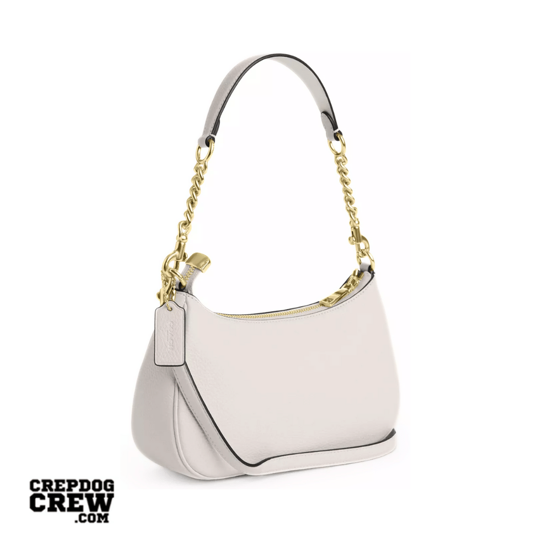 Coach Teri Shoulder Bag pebbled leather Gold Chalk