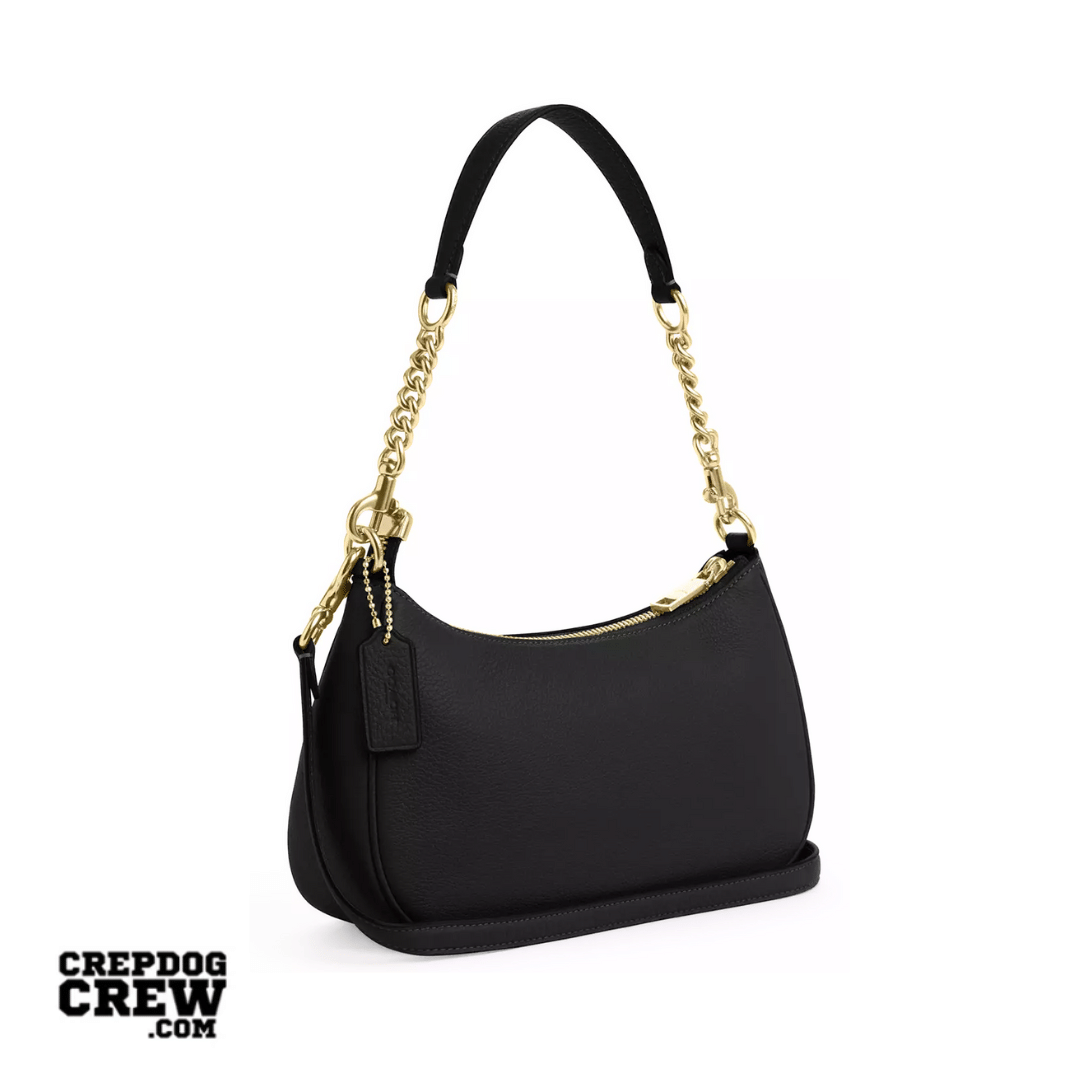 Coach Teri Shoulder Bag pebbled leather Gold Black