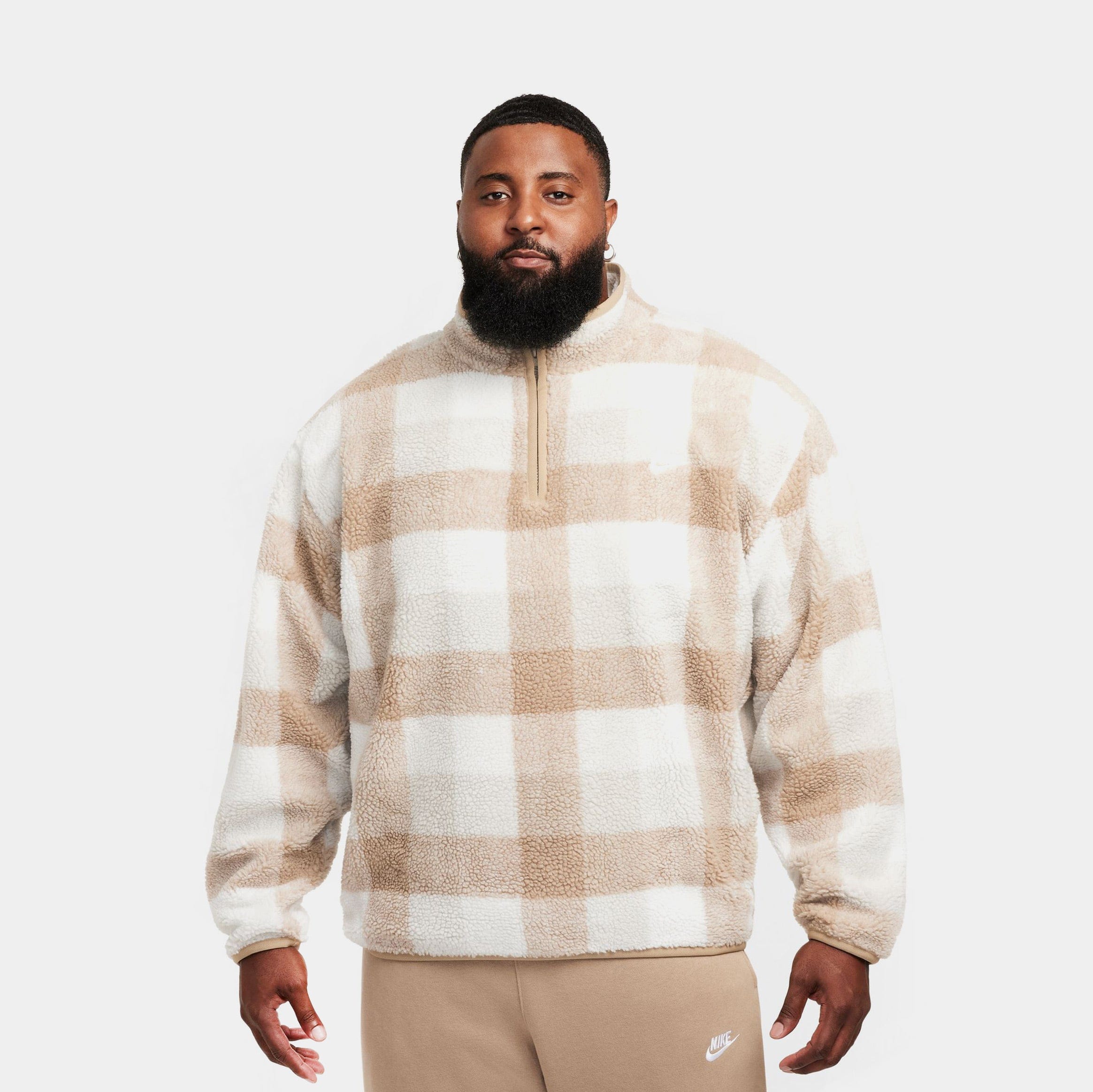 Nike NSW Winterized Fleece Half Zip Mens Jacket (Brown/White)