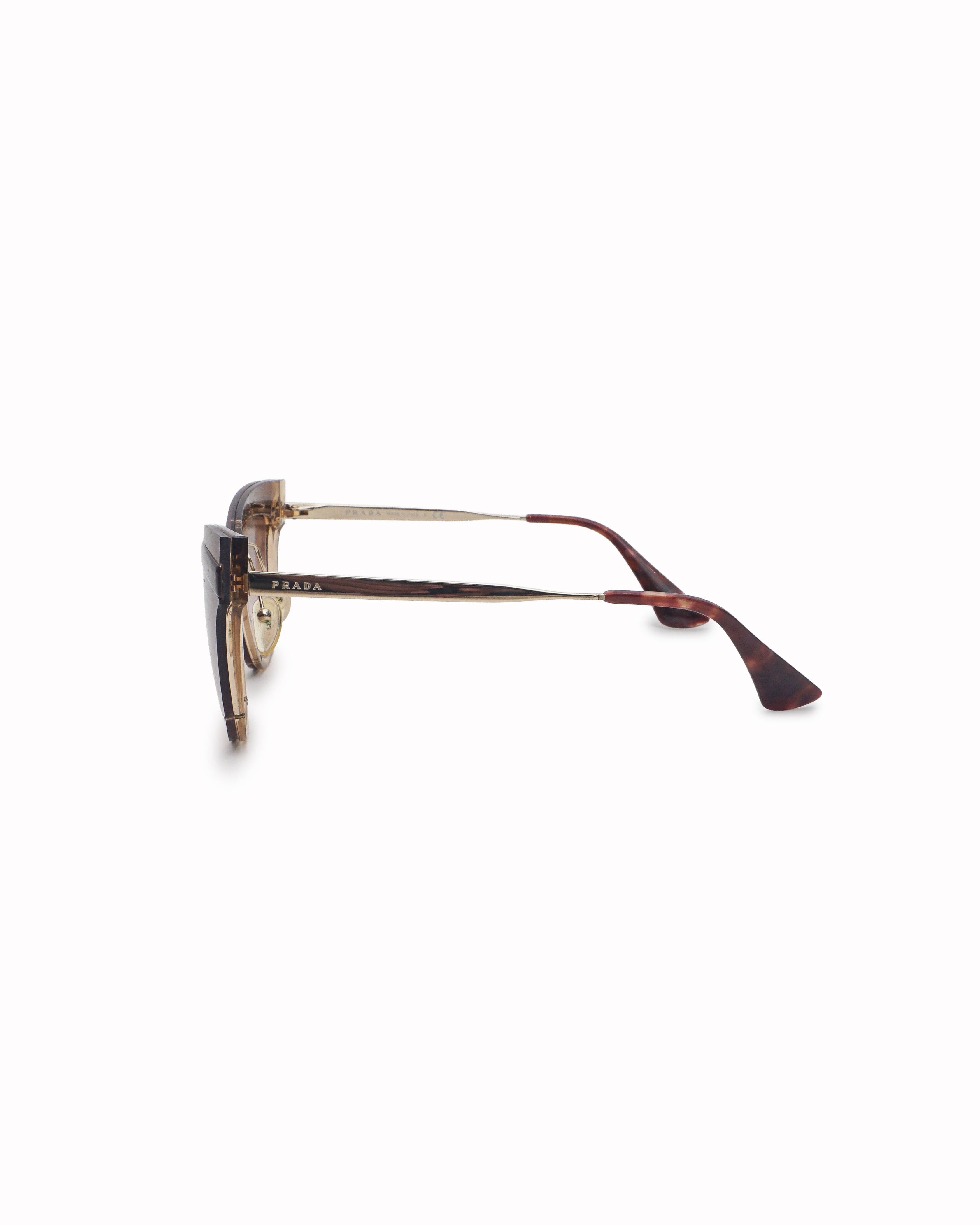 Prada Pale Gold & Brown Cat - Eye Sunglasses