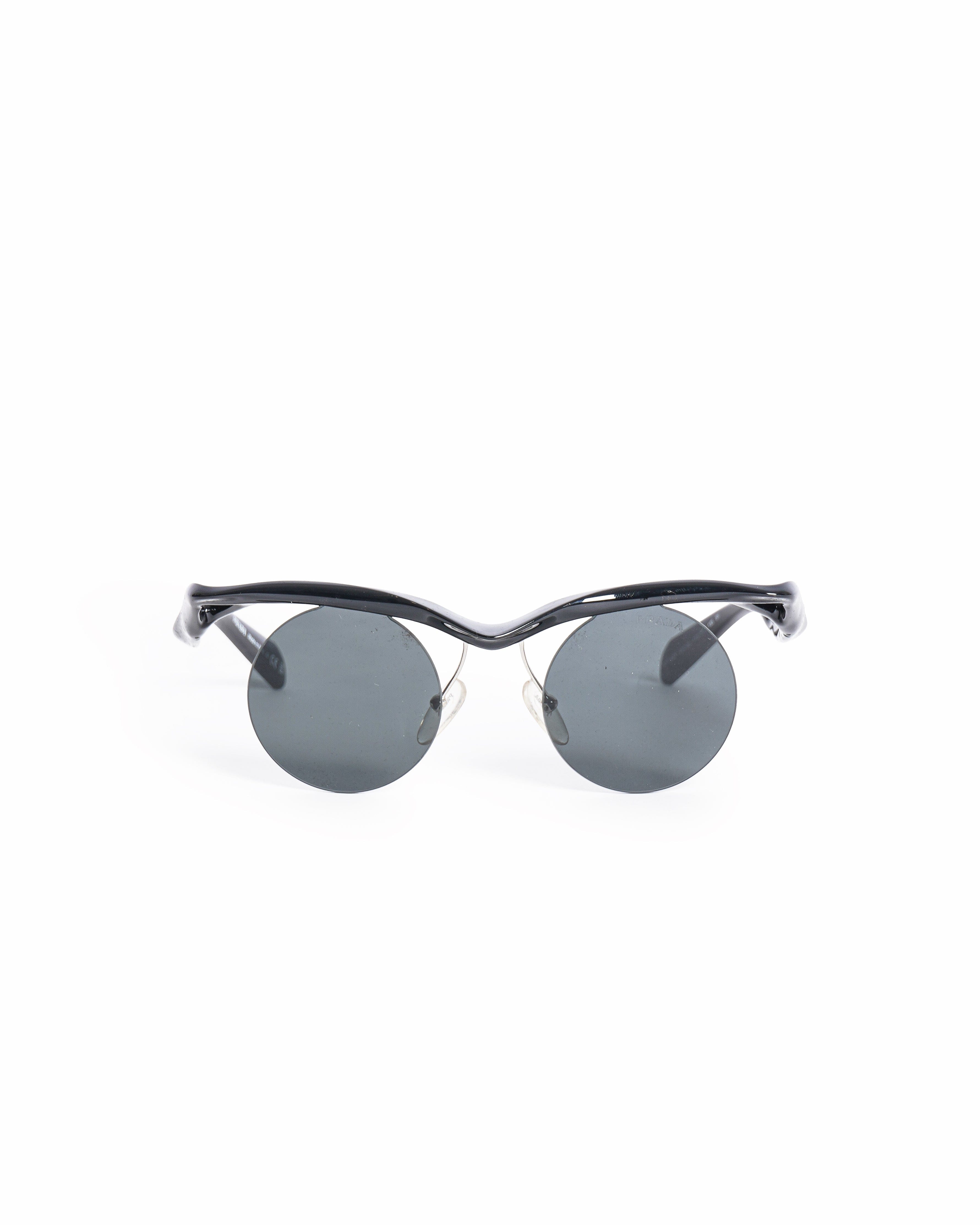 Prada Women's Black Round Rimless Cat - Eye Sunglasses