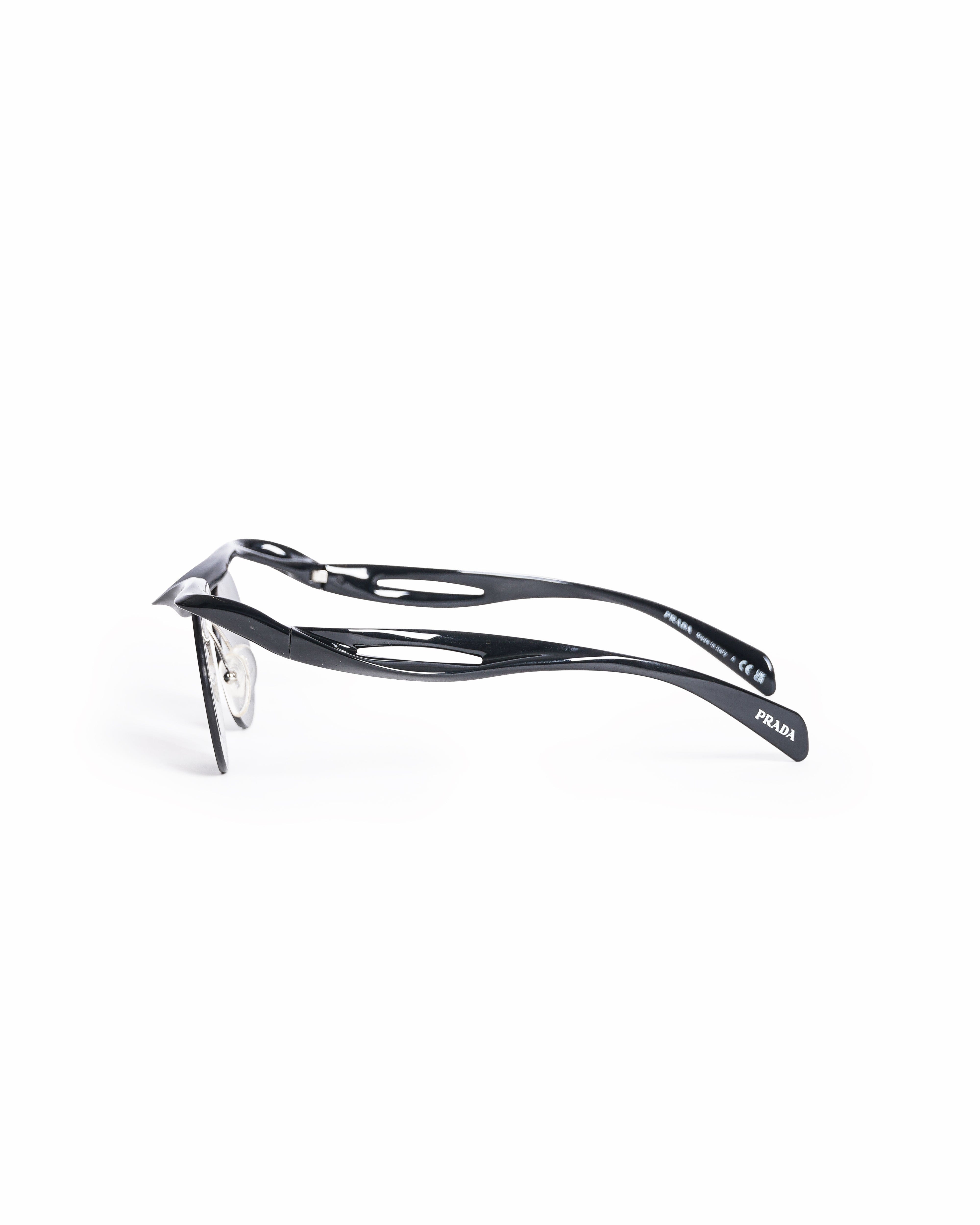 Prada Women's Black Round Rimless Cat - Eye Sunglasses