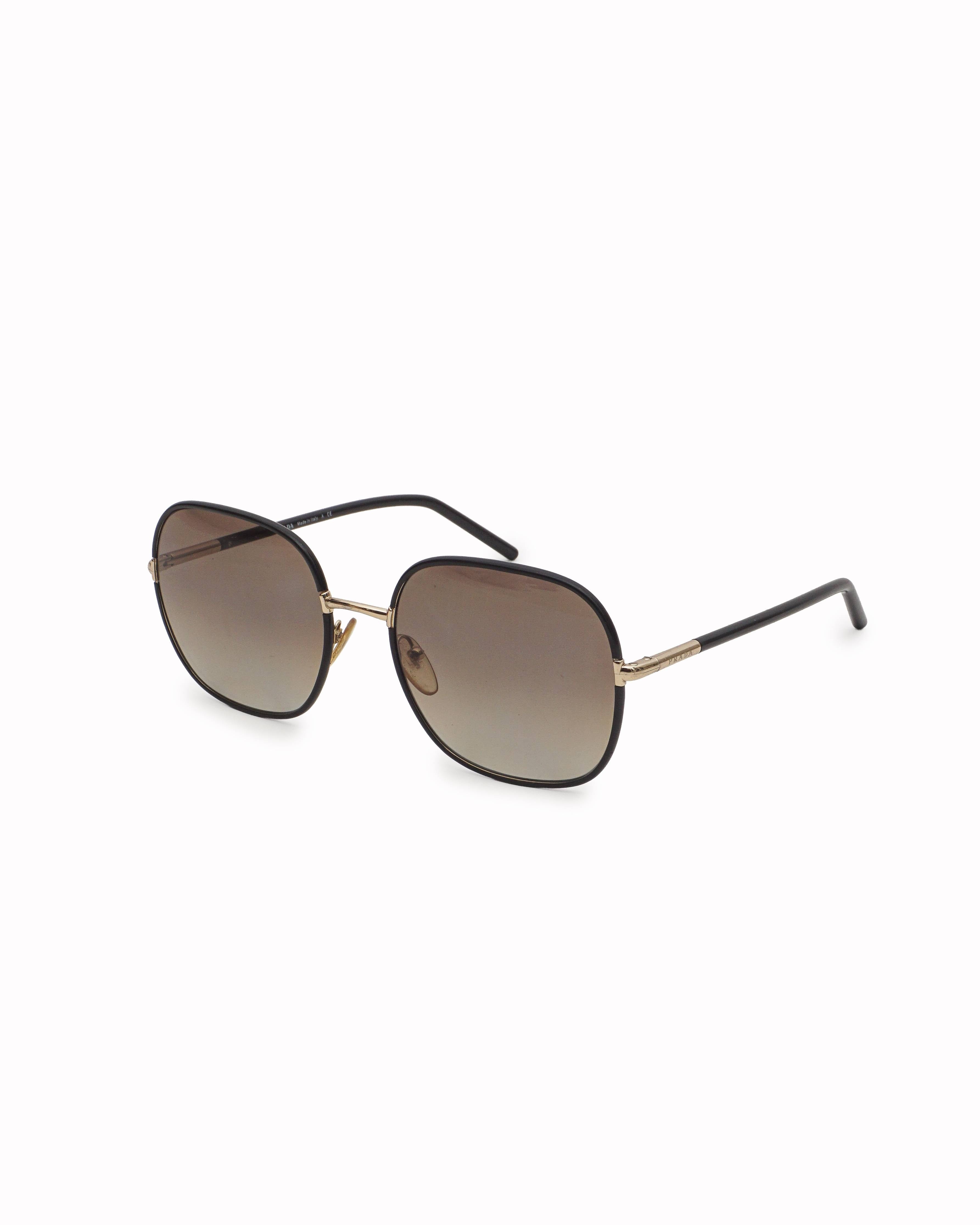 Prada Gold - Tone Oversized Square Metal Sunglasses