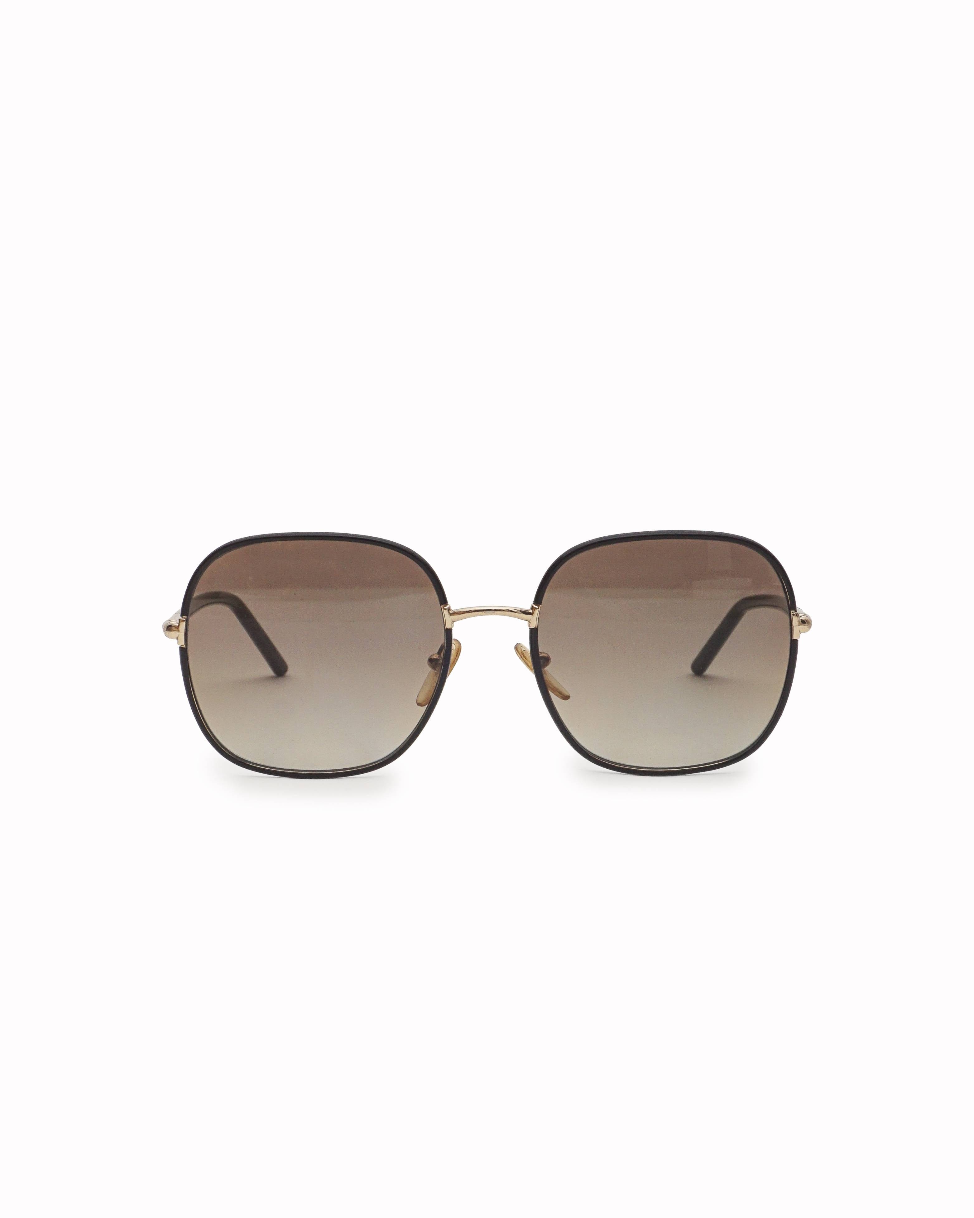 Prada Gold - Tone Oversized Square Metal Sunglasses