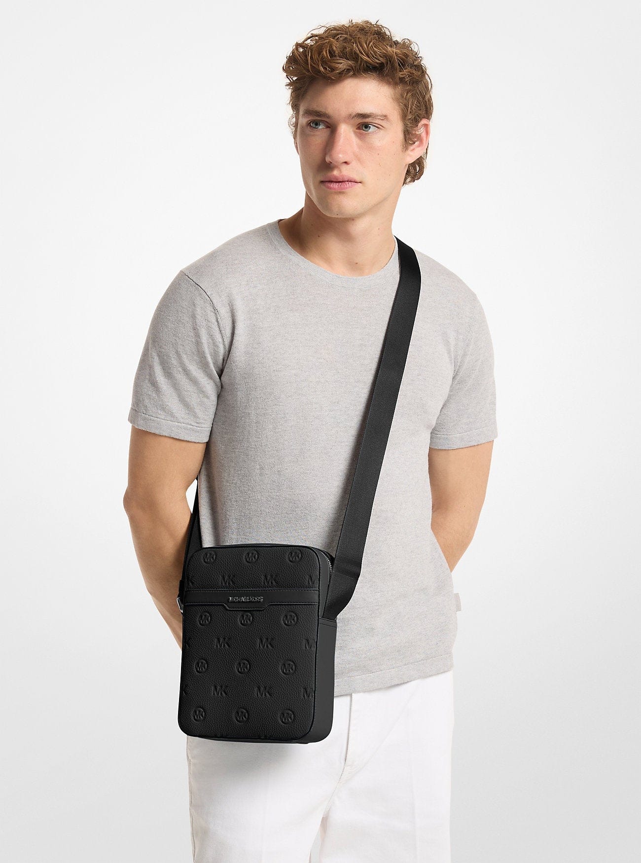 Michael Kors Cooper Logo Debossed Flight Bag Black