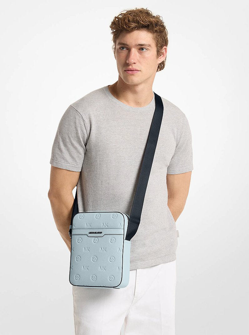 Michael Kors Cooper Logo Debossed Flight Bag Pale Ocean