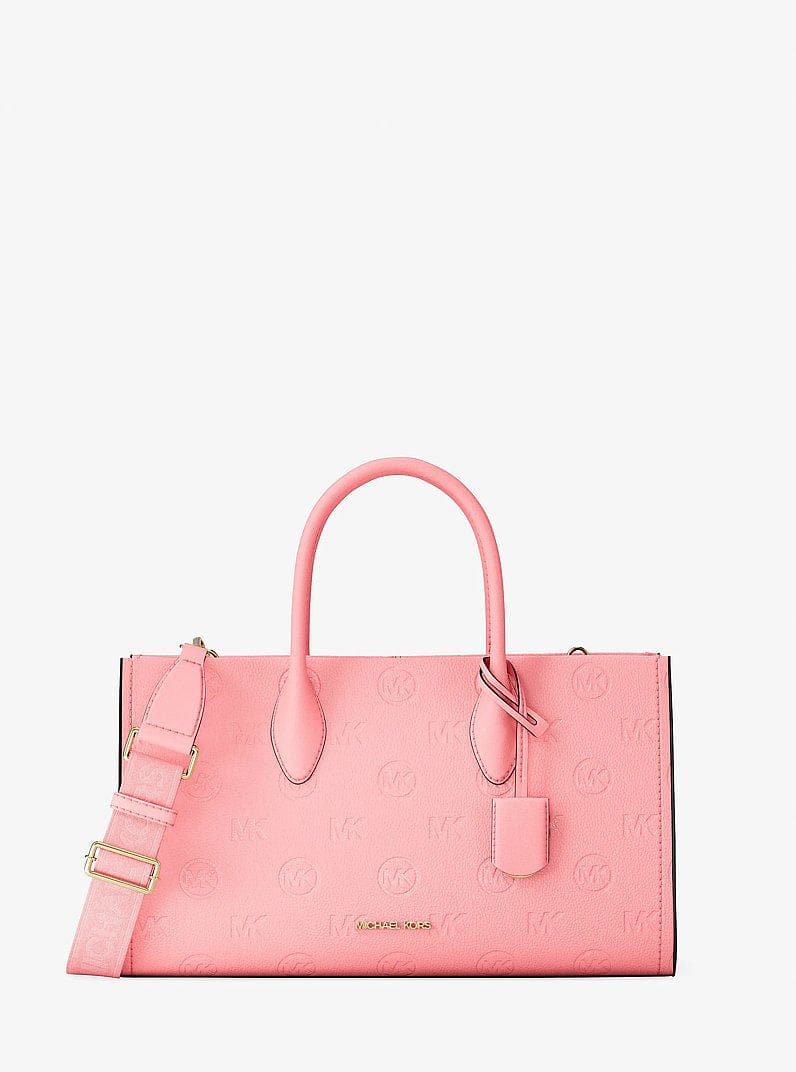 Michael Kors Mirella Medium Logo Debossed Satchel Carnation