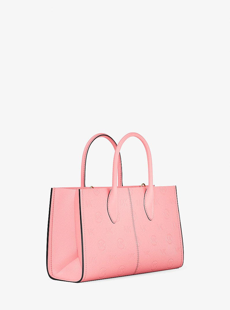 Michael Kors Mirella Medium Logo Debossed Satchel Carnation