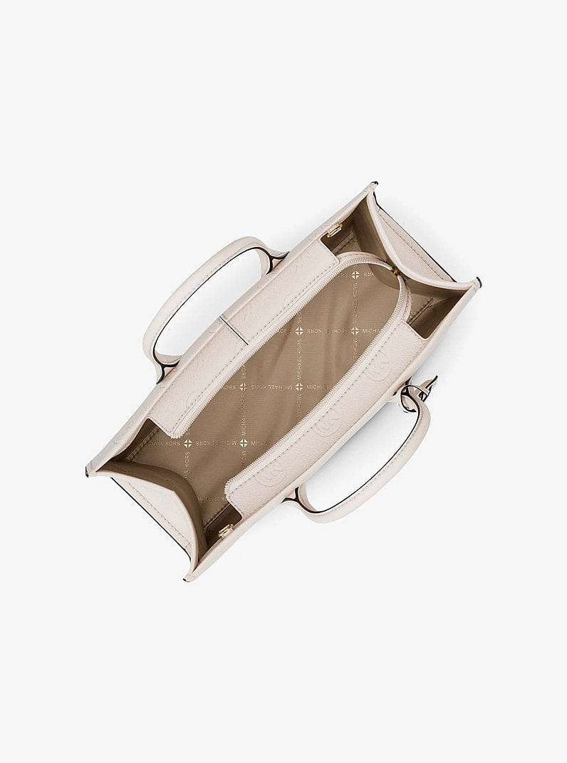 Michael Kors Mirella Medium Logo Debossed Satchel Lt Cream