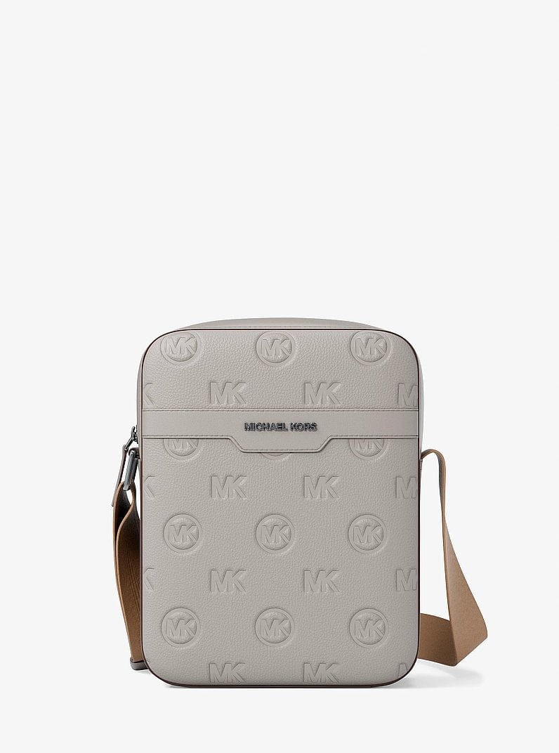 Michael Kors Cooper Logo Debossed Flight Bag Pearl Grey
