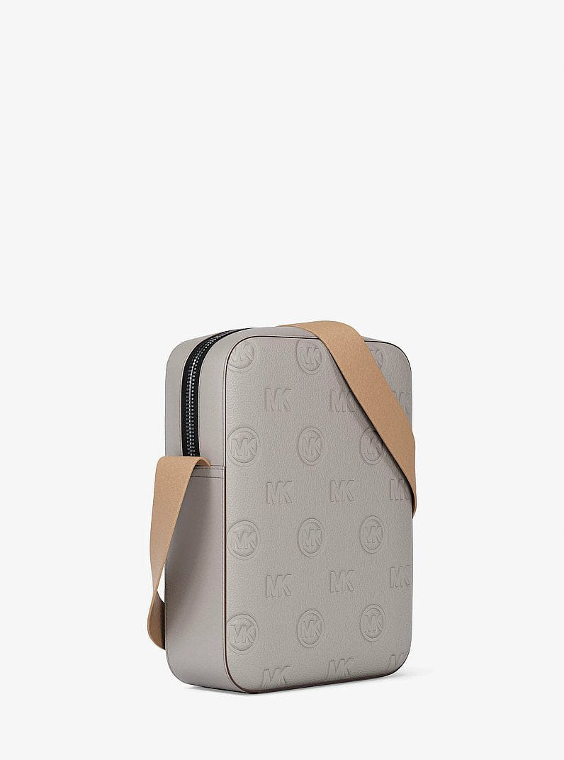 Michael Kors Cooper Logo Debossed Flight Bag Pearl Grey