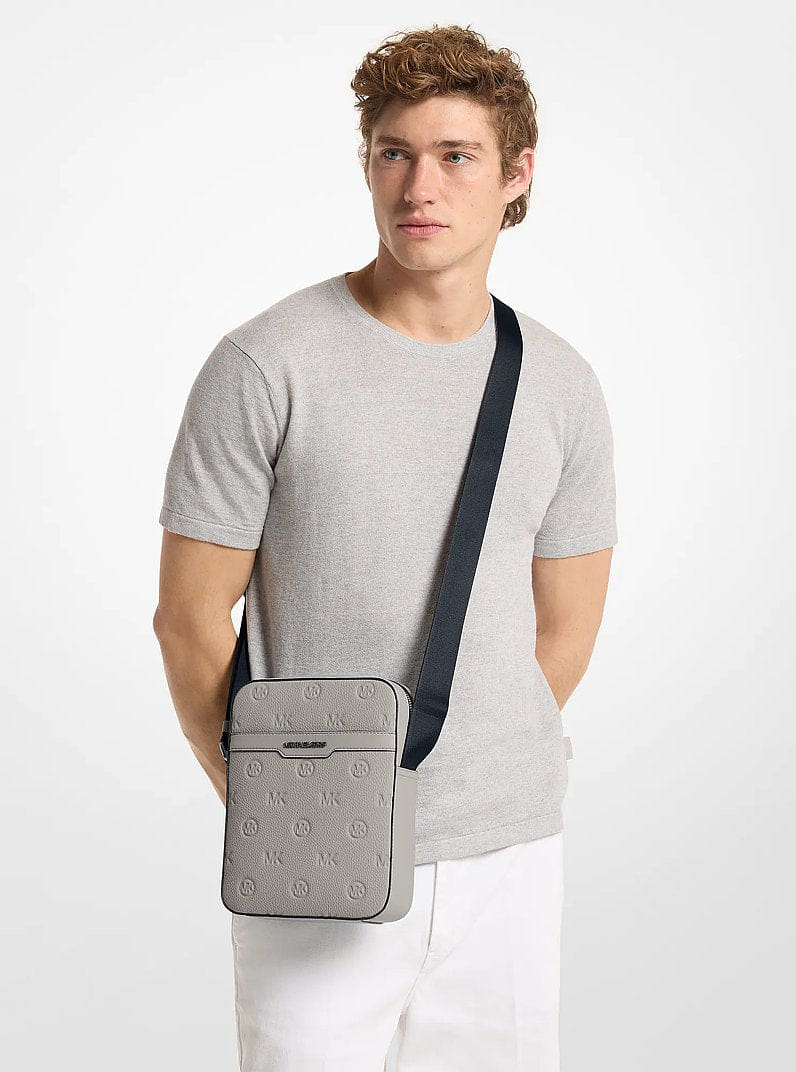 Michael Kors Cooper Logo Debossed Flight Bag Pearl Grey
