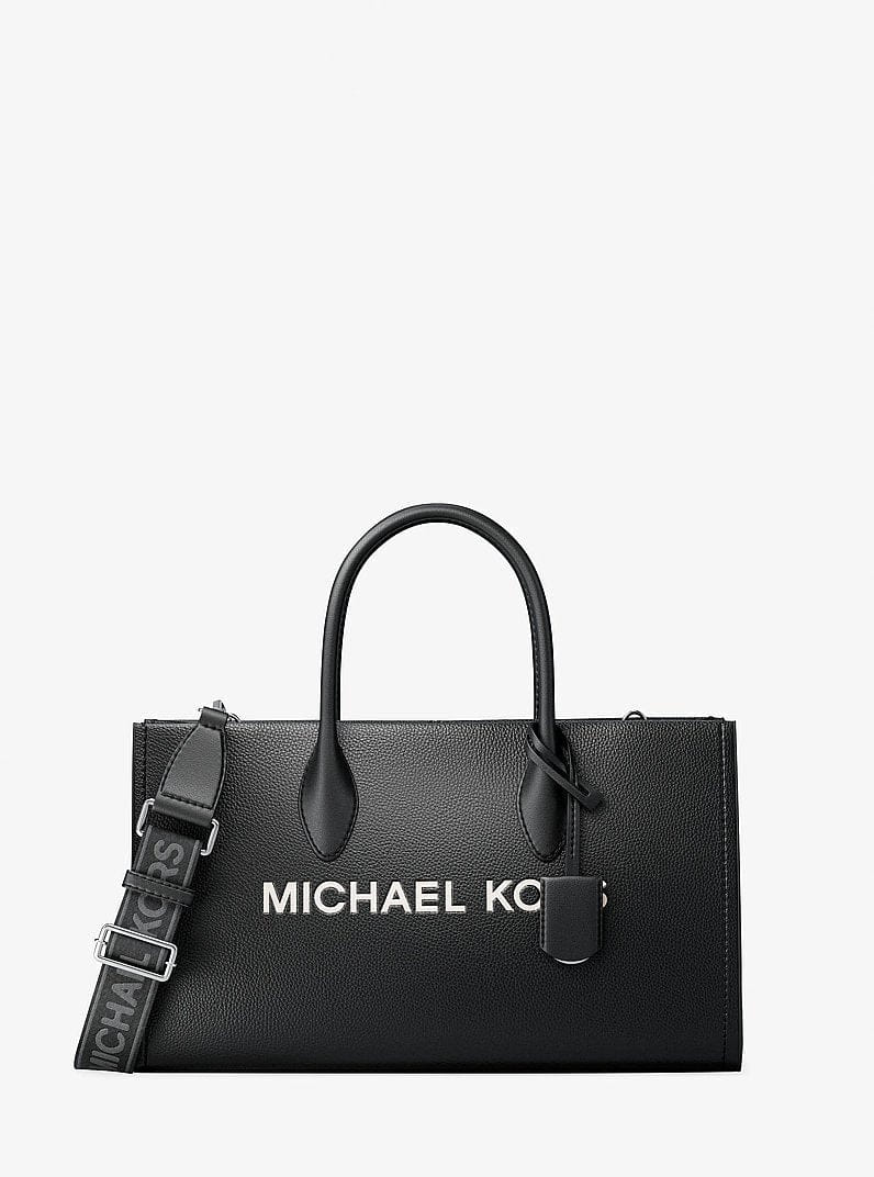 Michael Kors Mirella Medium Pebbled Leather Satchel Black