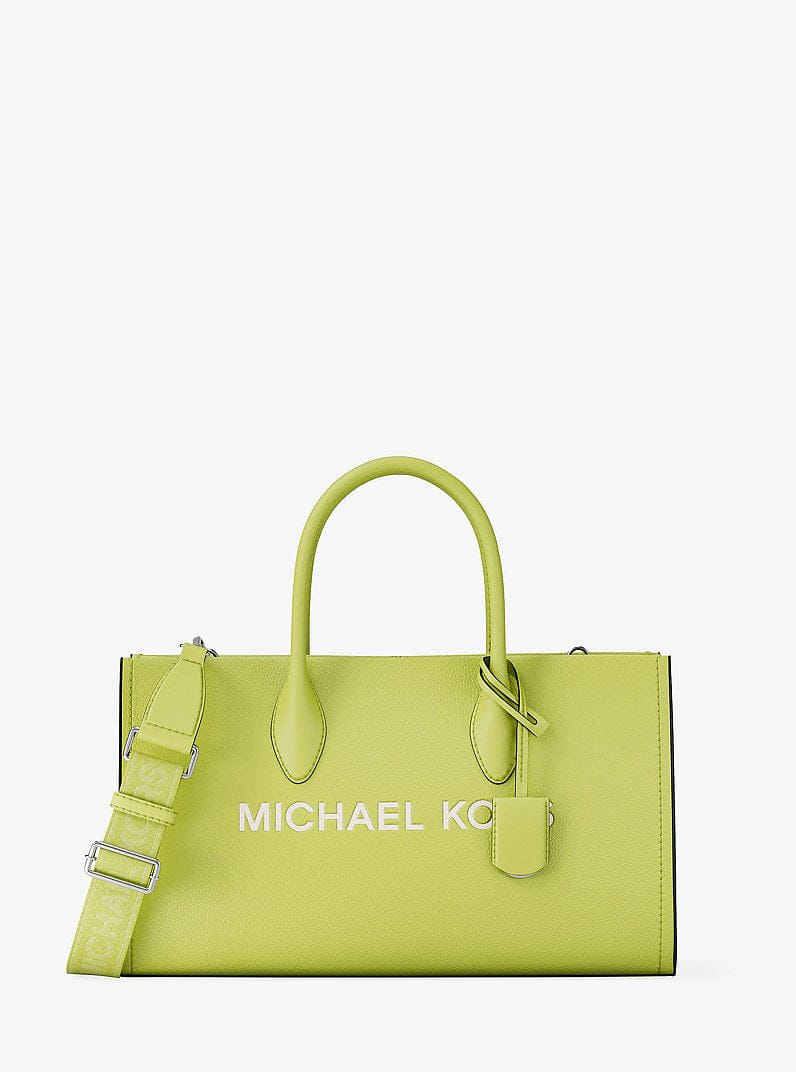 Michael Kors Mirella Medium Pebbled Leather Satchel Lime