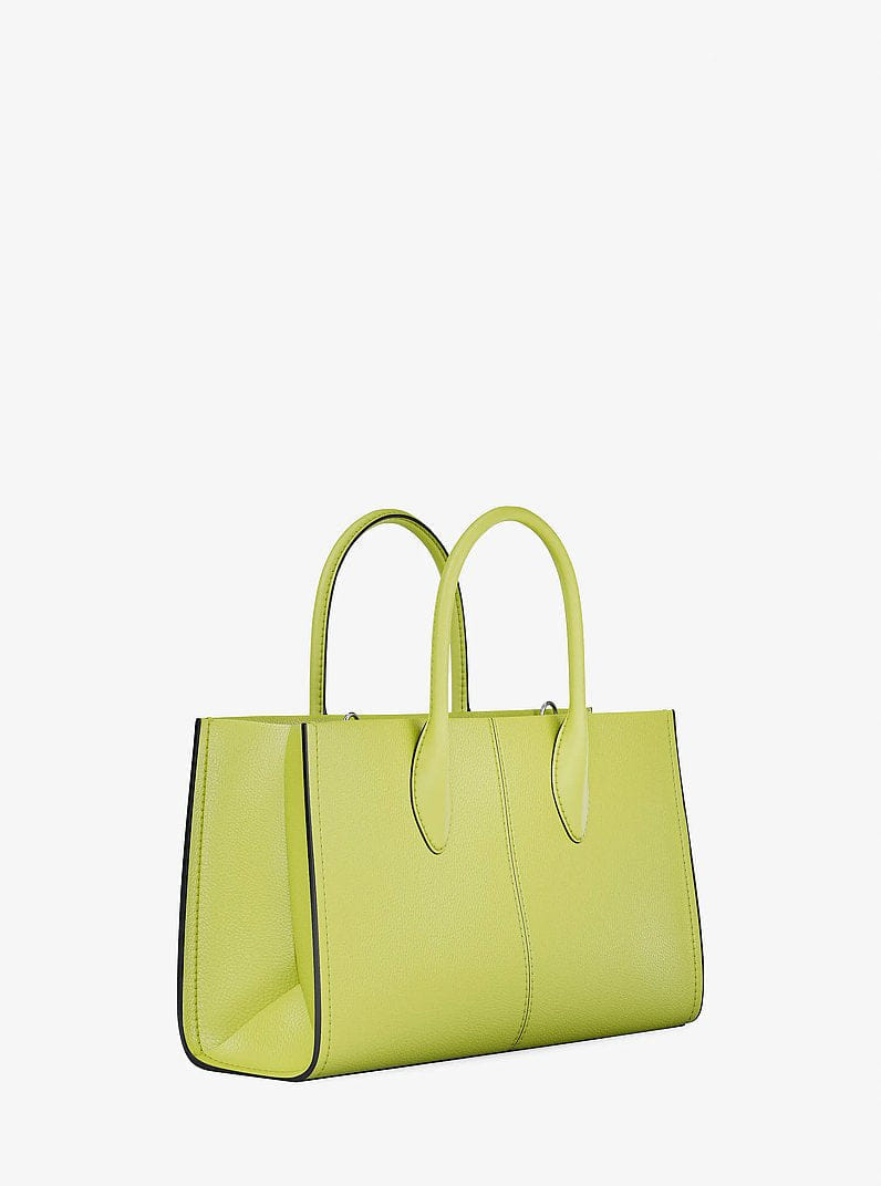 Michael Kors Mirella Medium Pebbled Leather Satchel Lime