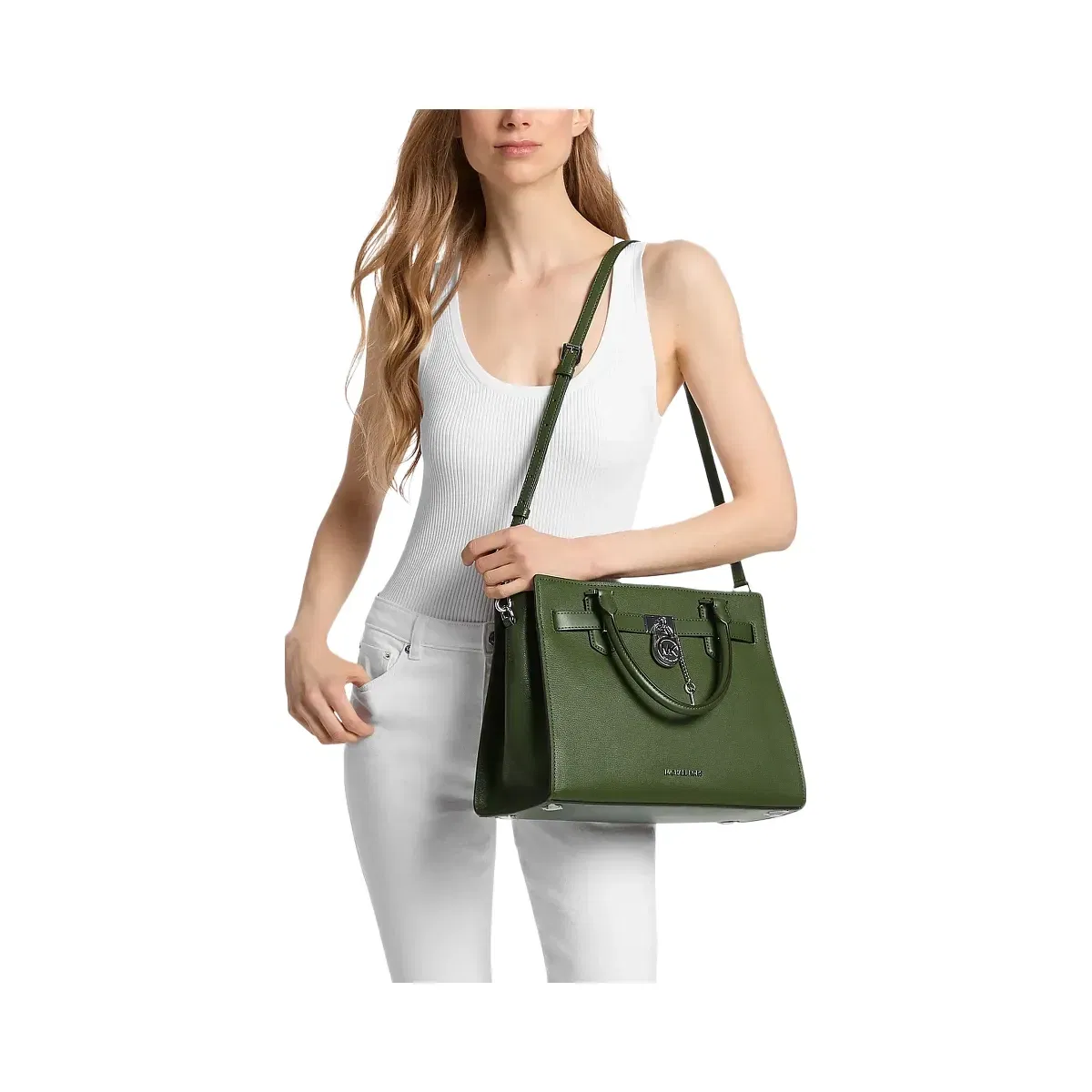Michael Kors Hamilton Medium Leather Satchel Amazon Green