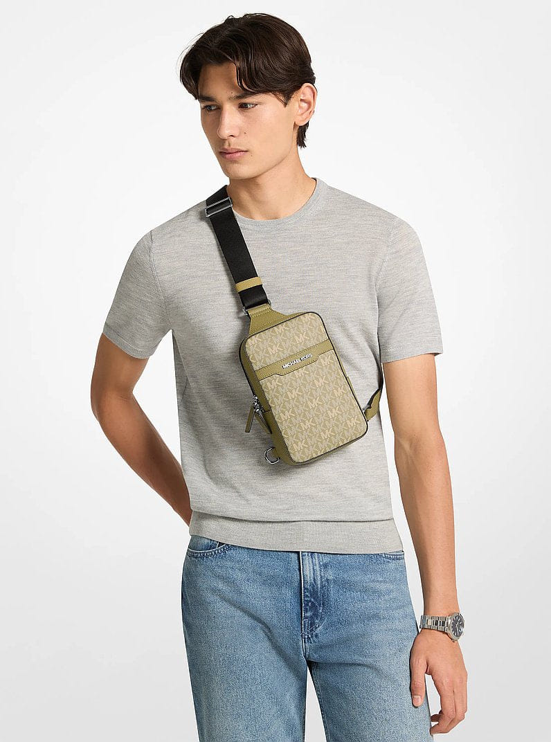 Michael Kors Cooper Medium Signature Logo Sling Bag Oregano