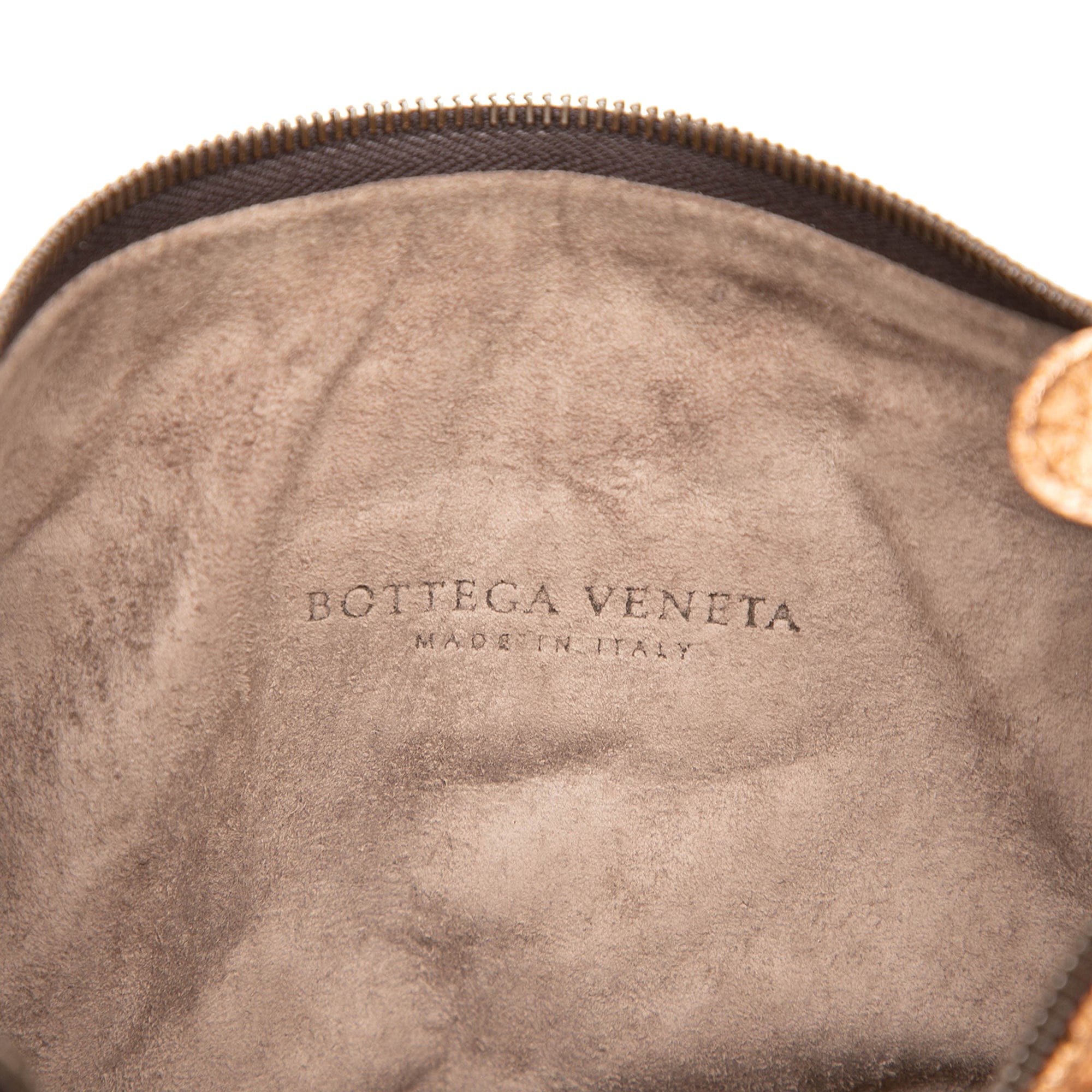 Bottega Veneta Intrecciato Trimmed Metallic Leather Crossbody