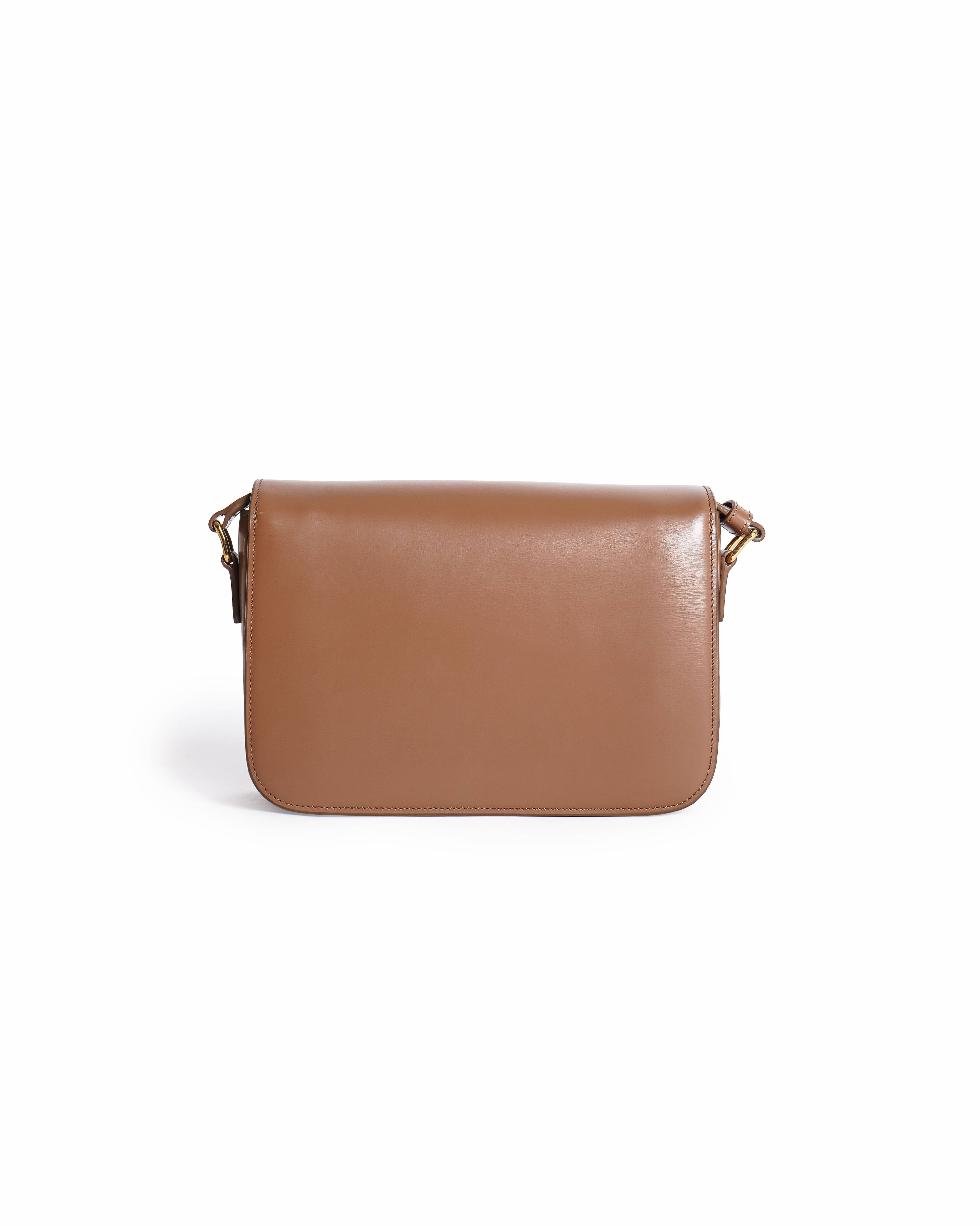 Celine Brown Triomphe Crossbody Bag In Natural Calfskin