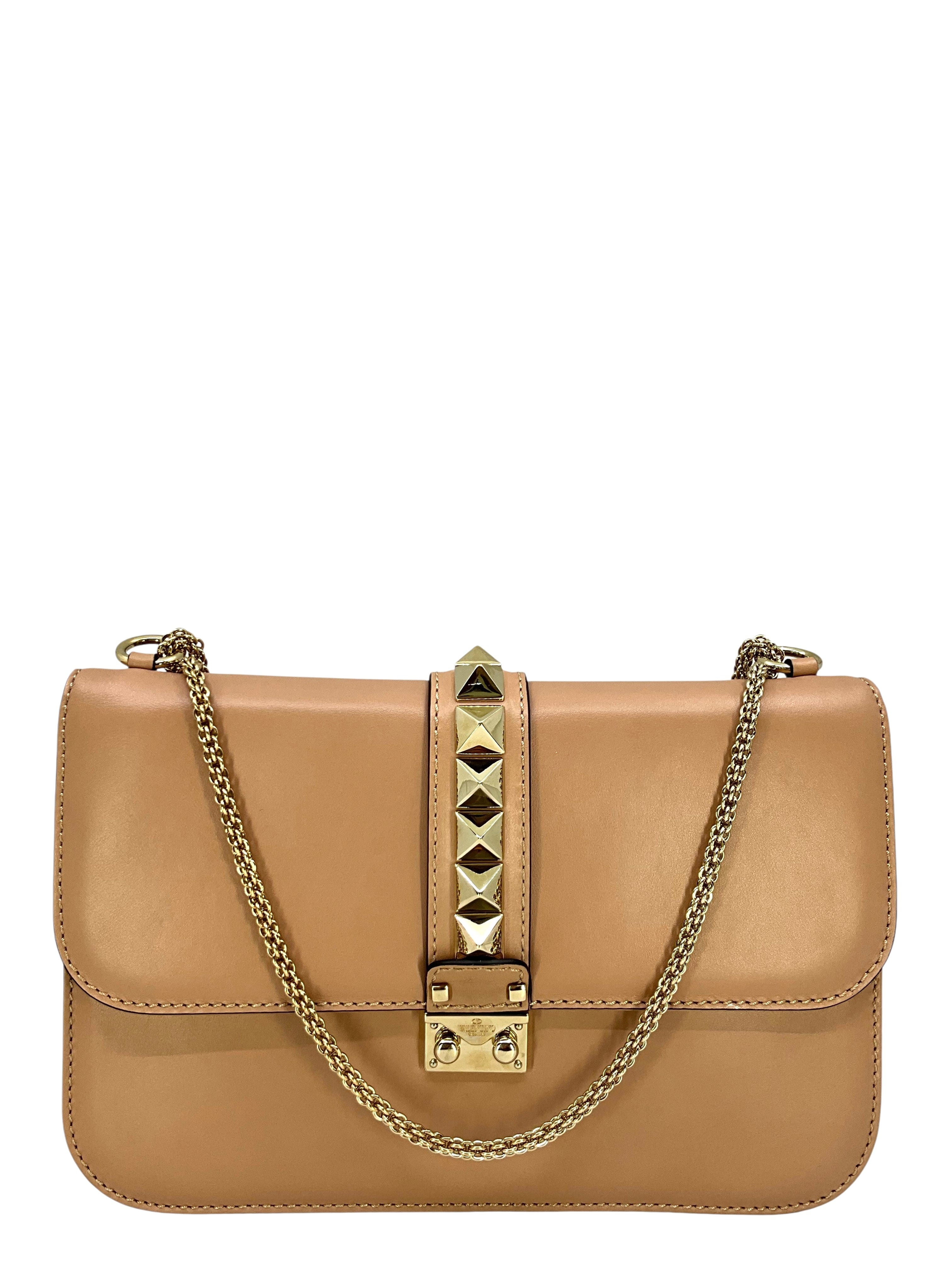 VALENTINO Leather Rockstud Glam Lock Flap Bag