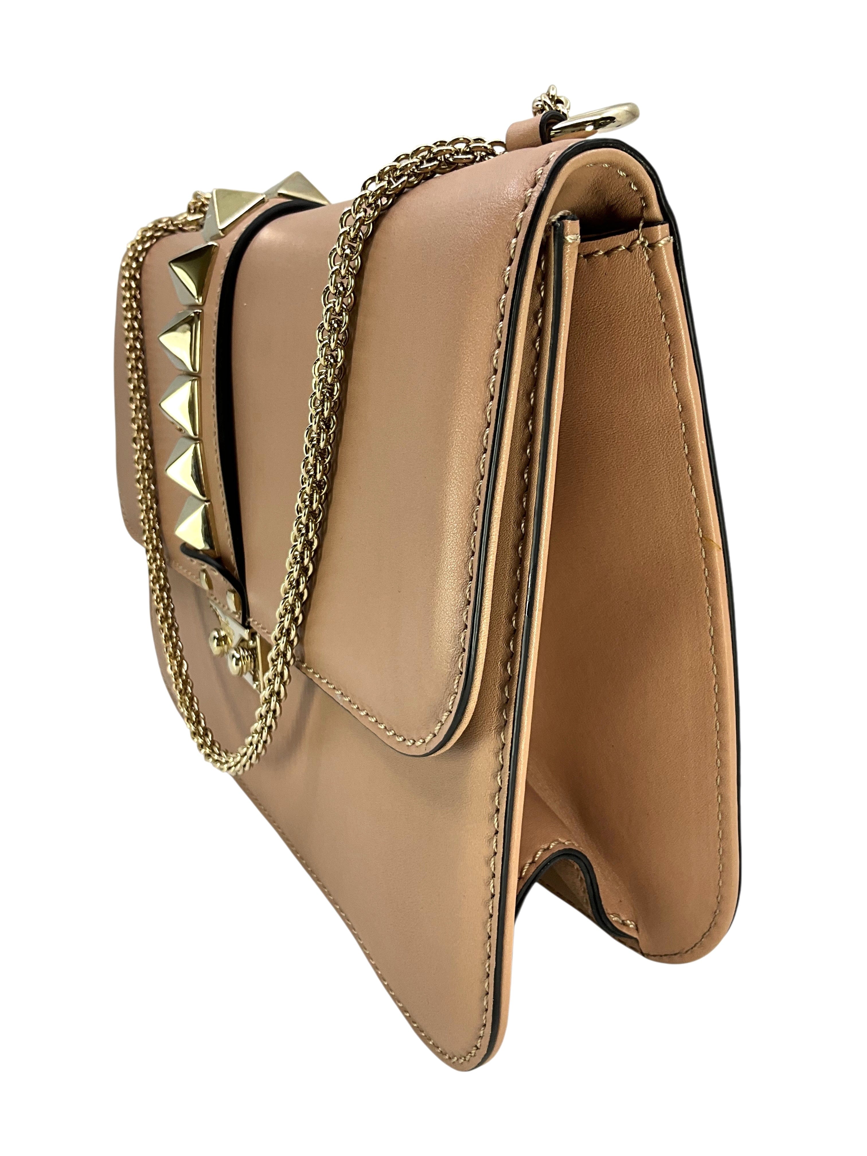 VALENTINO Leather Rockstud Glam Lock Flap Bag