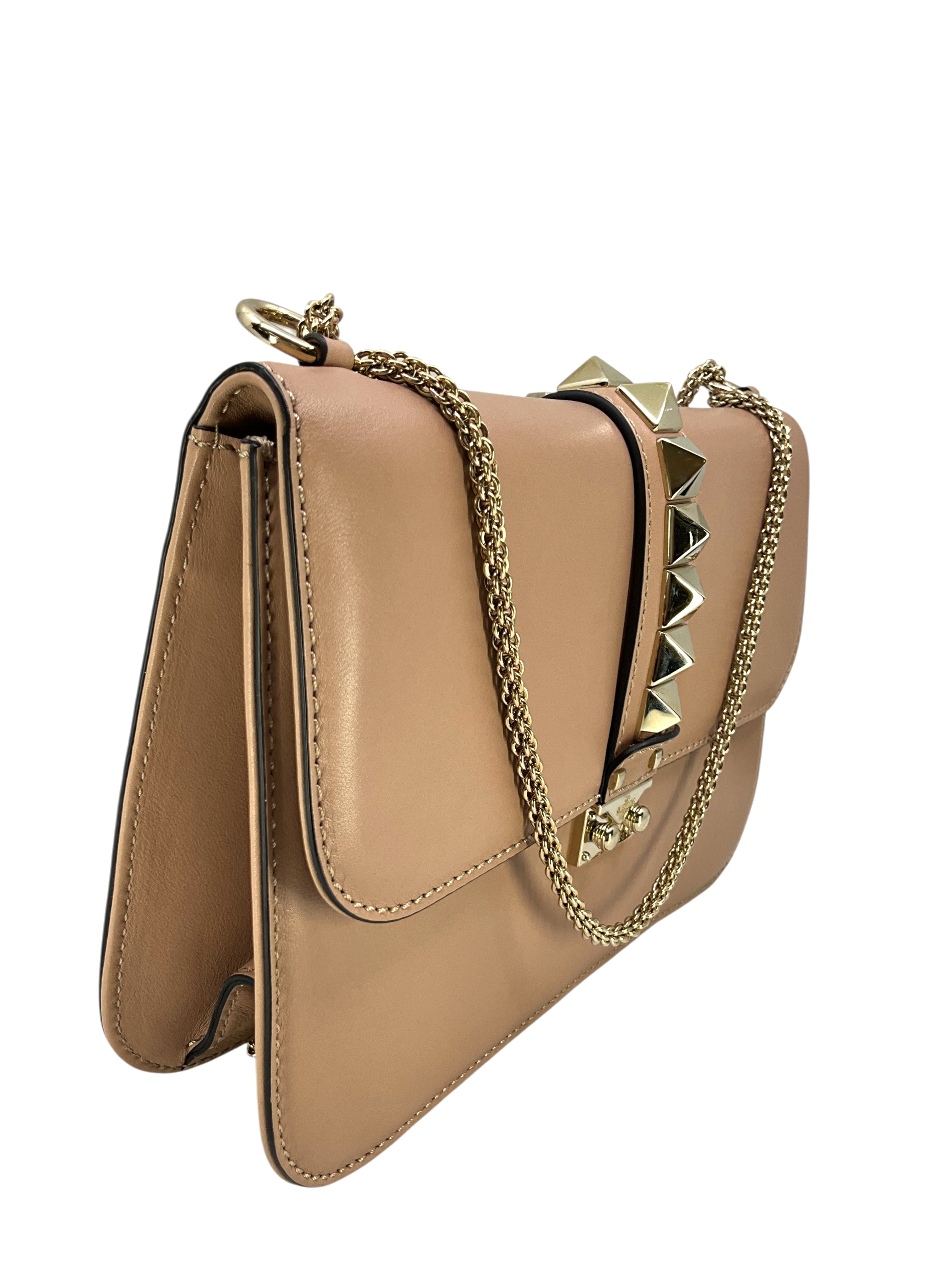 VALENTINO Leather Rockstud Glam Lock Flap Bag