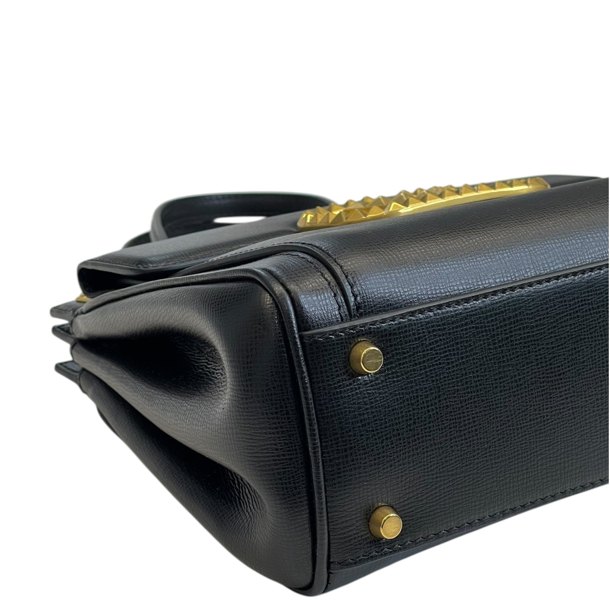 Valentino Garavani Rockstud Alcove Shoulder Bag Black Leather