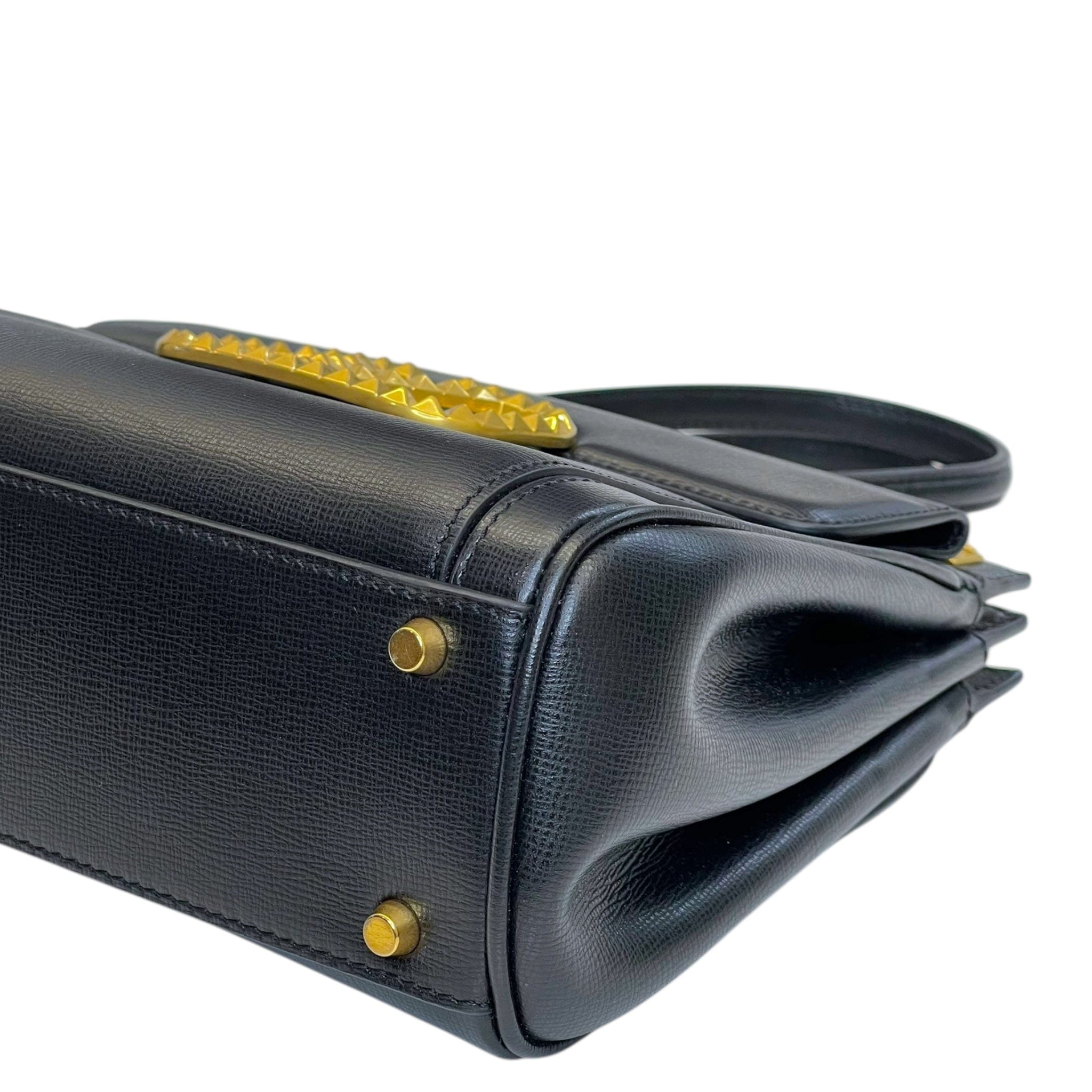 Valentino Garavani Rockstud Alcove Shoulder Bag Black Leather