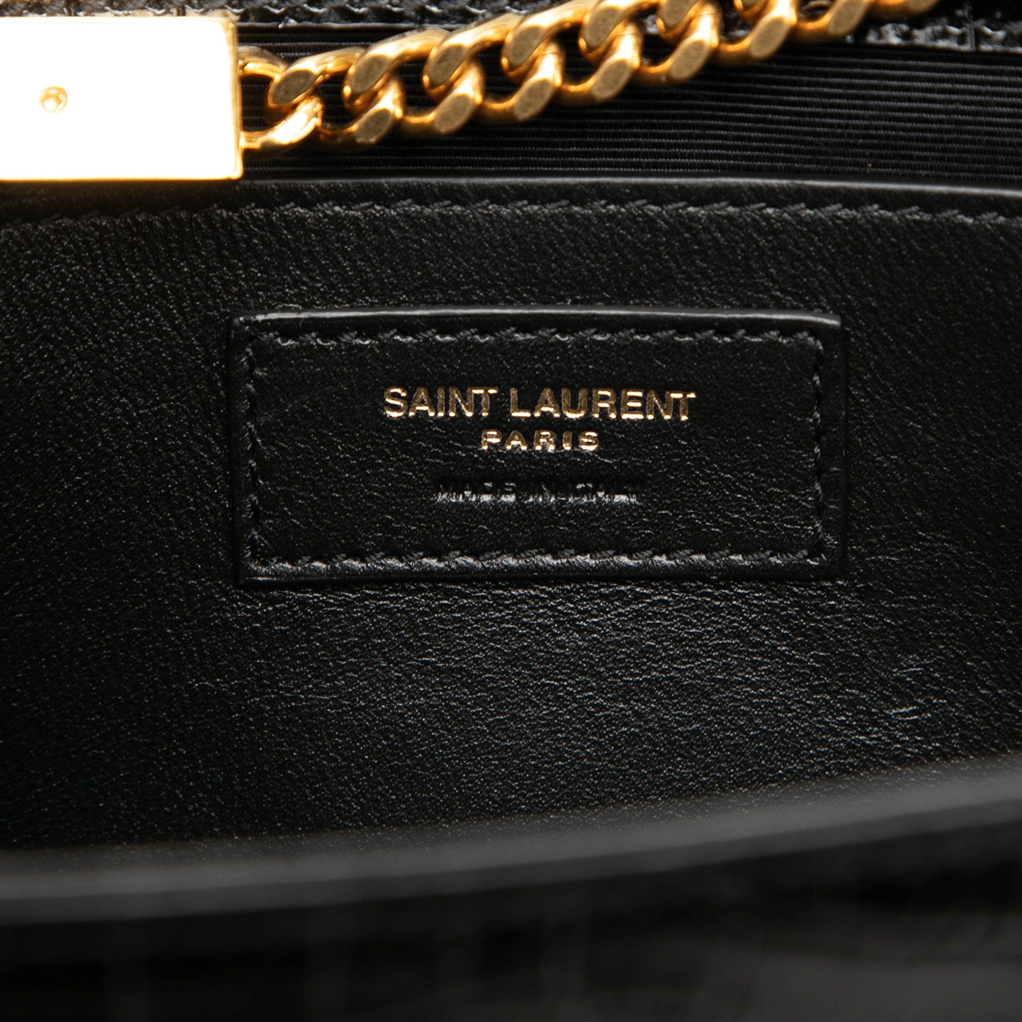 Saint Laurent Medium Croc Embossed Patent Monogram Kate Tassel Crossbody
