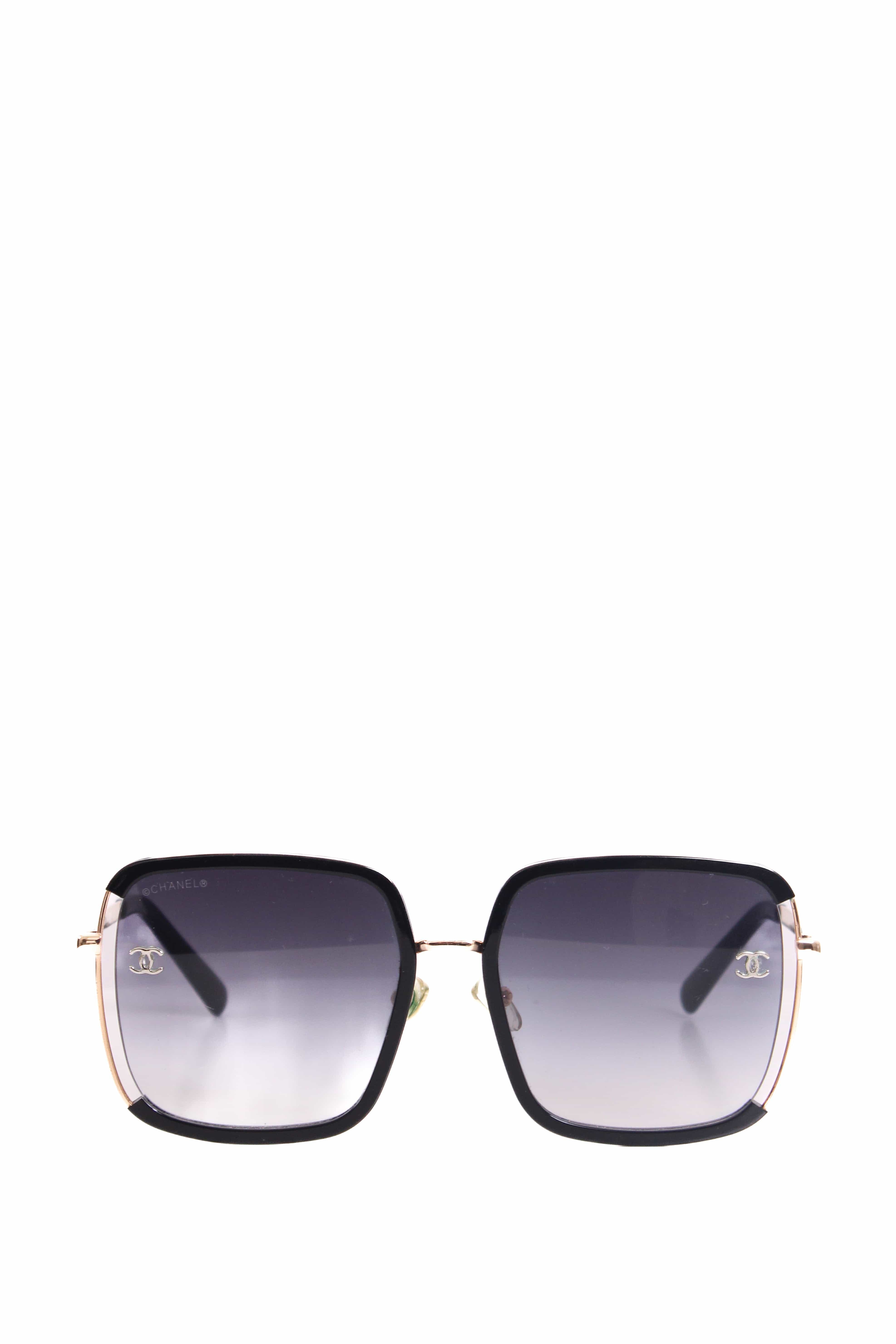 Chanel Square Frame Sunglasses Black/ Gold