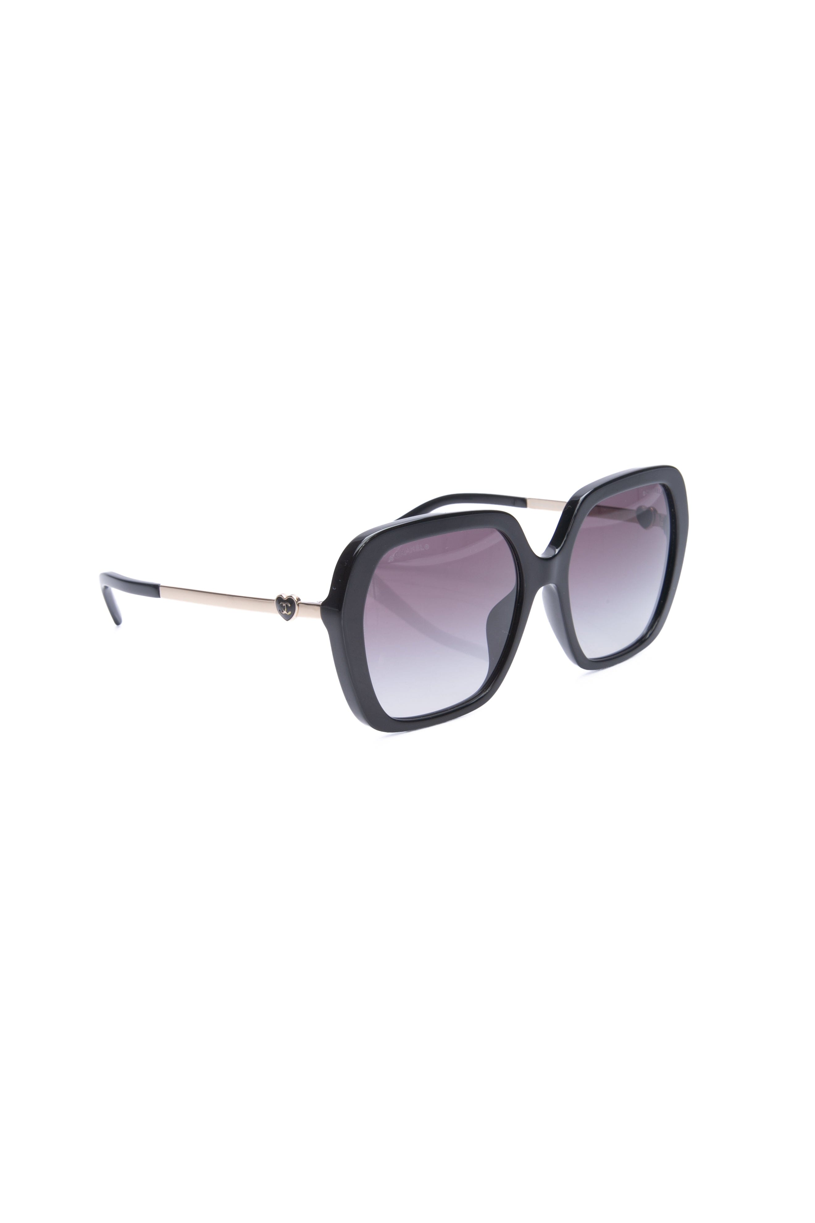 CHANEL Square Black Heart Sunglasses