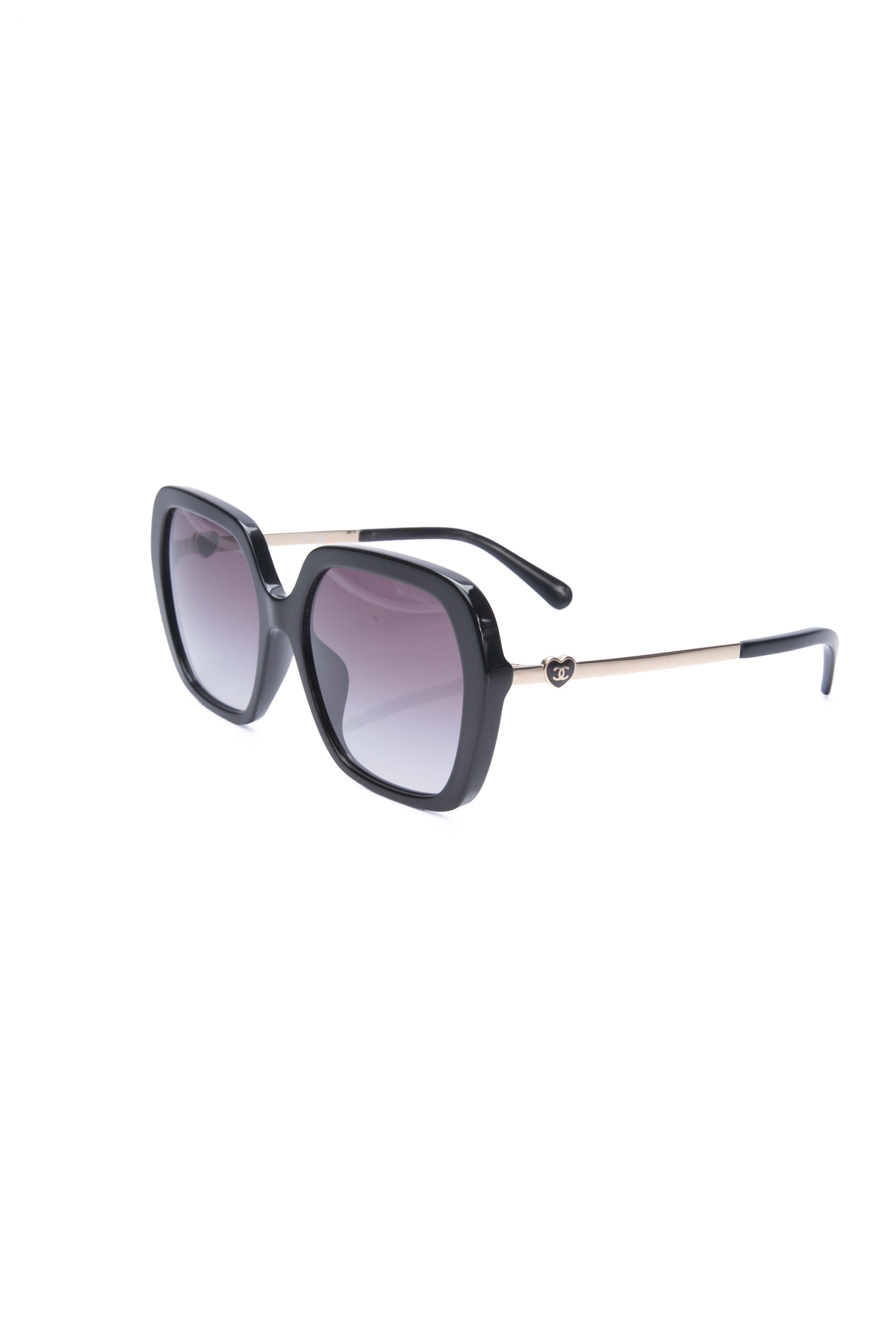 CHANEL Square Black Heart Sunglasses