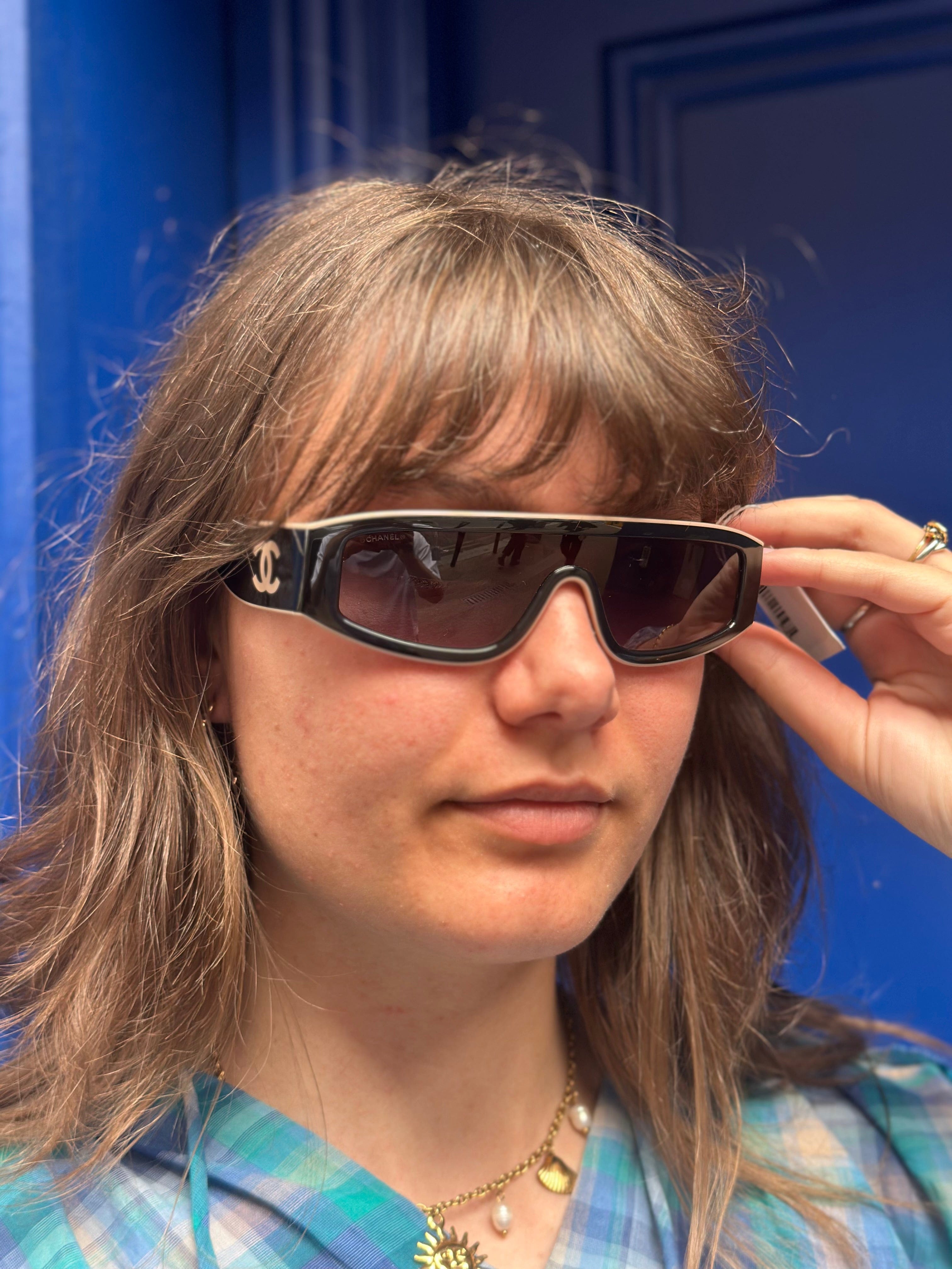 Chanel Black Visor Sunglasses