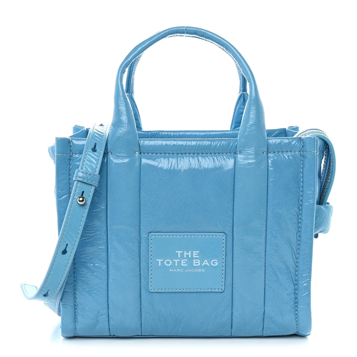 Marc Jacobs Shiny Crinkled Calfskin The Tote Bag Air Blue