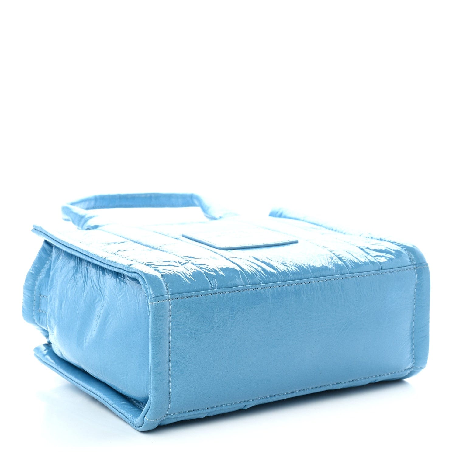 Marc Jacobs Shiny Crinkled Calfskin The Tote Bag Air Blue