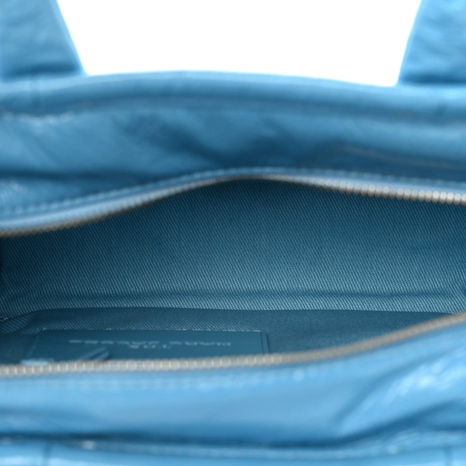 Marc Jacobs Shiny Crinkled Calfskin The Tote Bag Air Blue