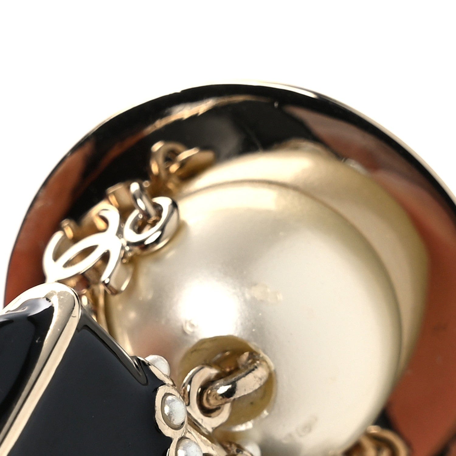 Chanel Metal Pearl Coco Mademoiselle Figurine Bag Charm Gold Black Gold Black