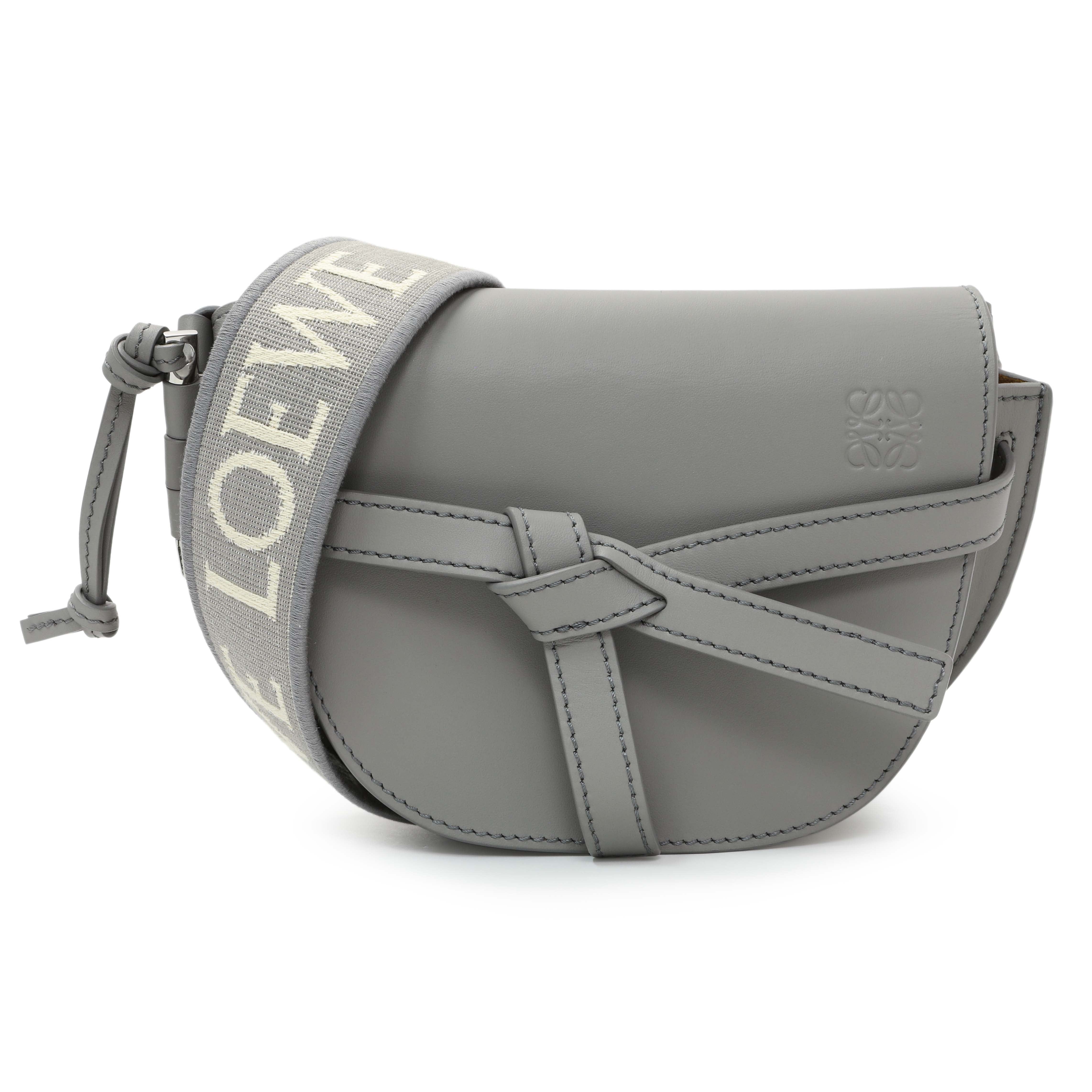 Loewe Grey Calfskin Jacquard Mini Gate Crossbody