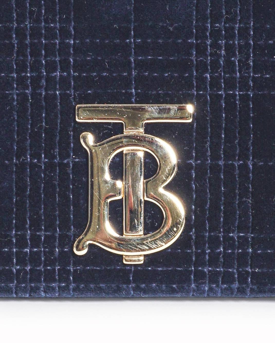 Burberry Navy Blue Quilted Velvet Small Lola Shoulder Bag