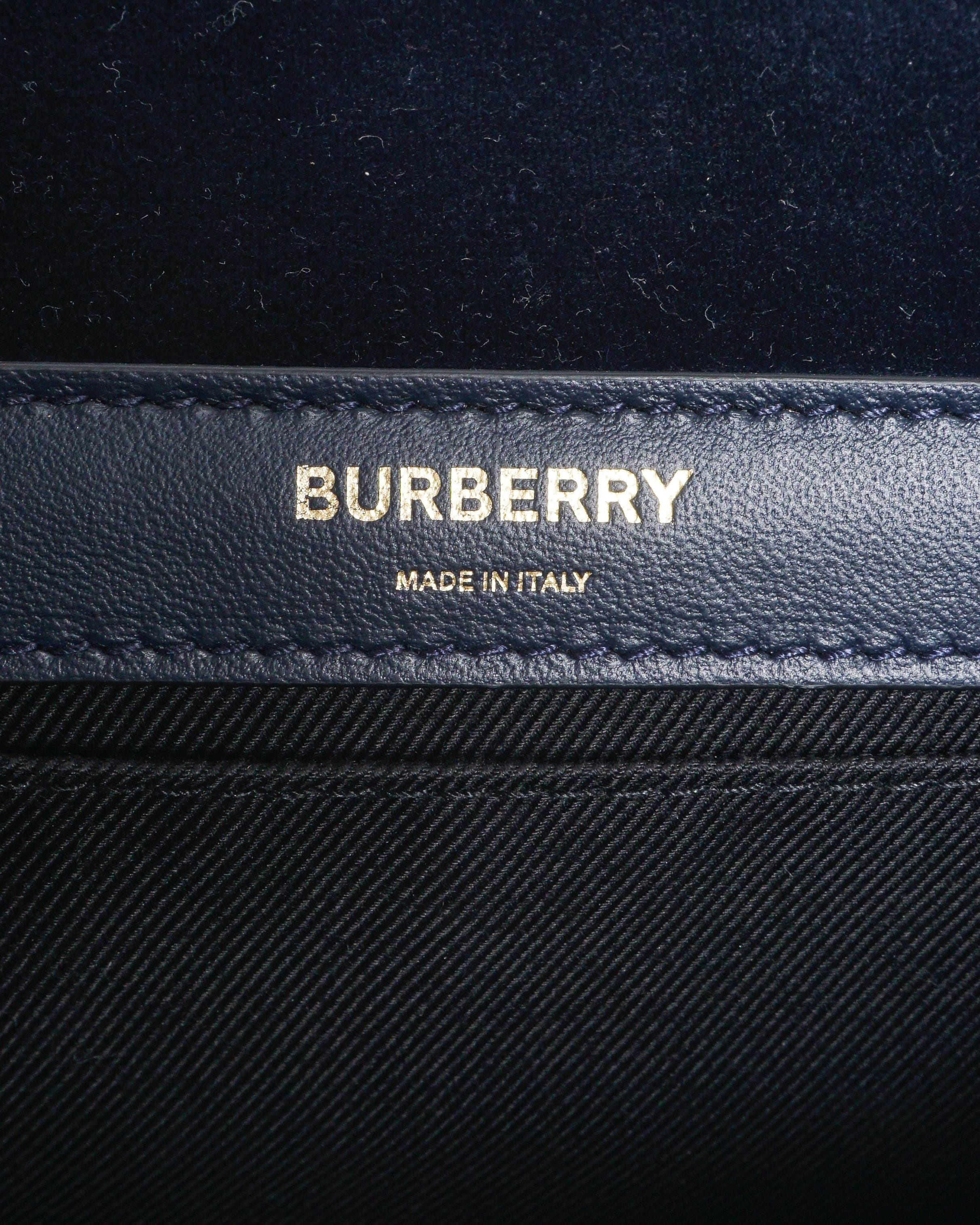 Burberry Navy Blue Quilted Velvet Small Lola Shoulder Bag