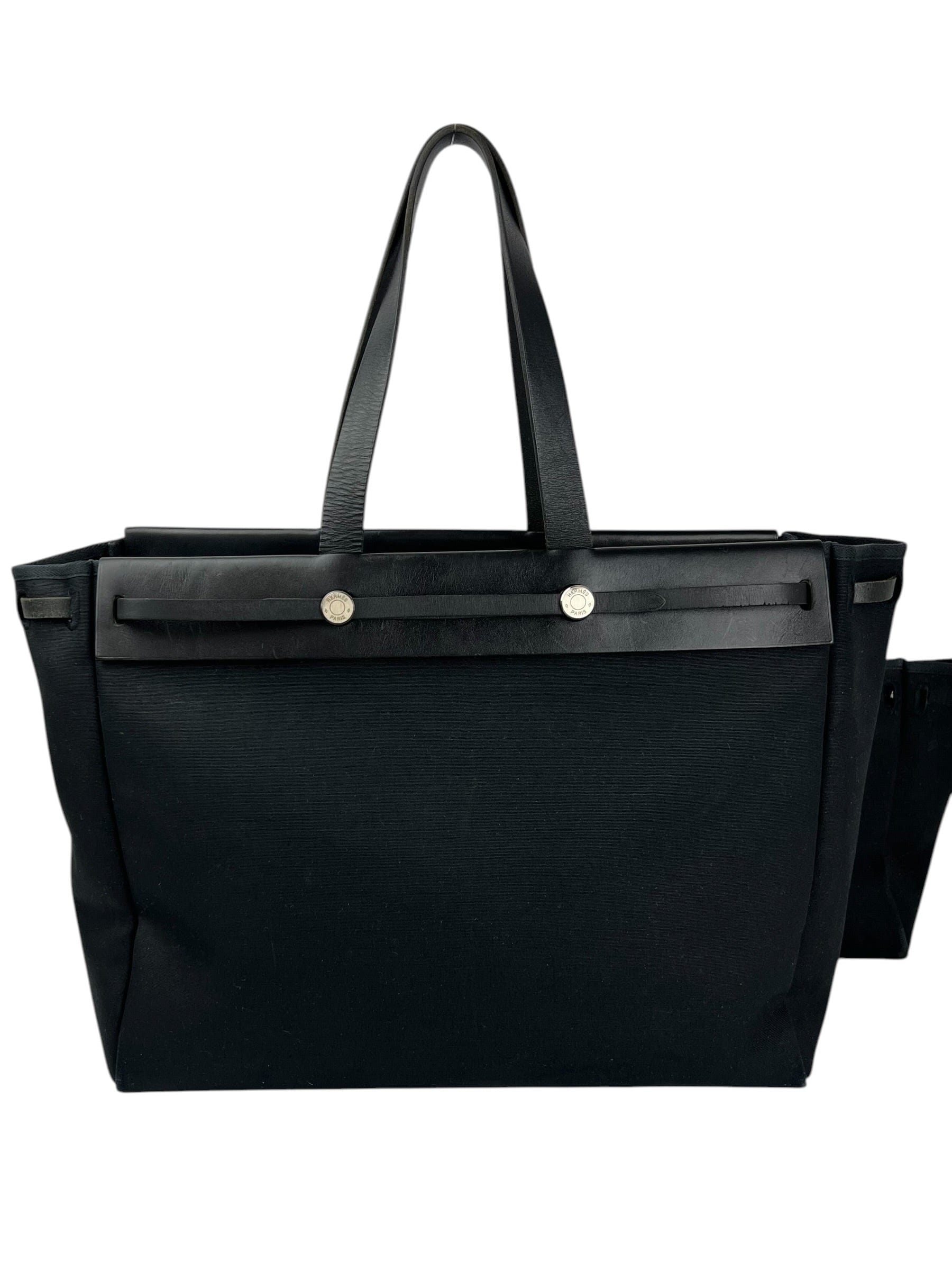 Hermes Black Toile Herbag (Two - In - One)