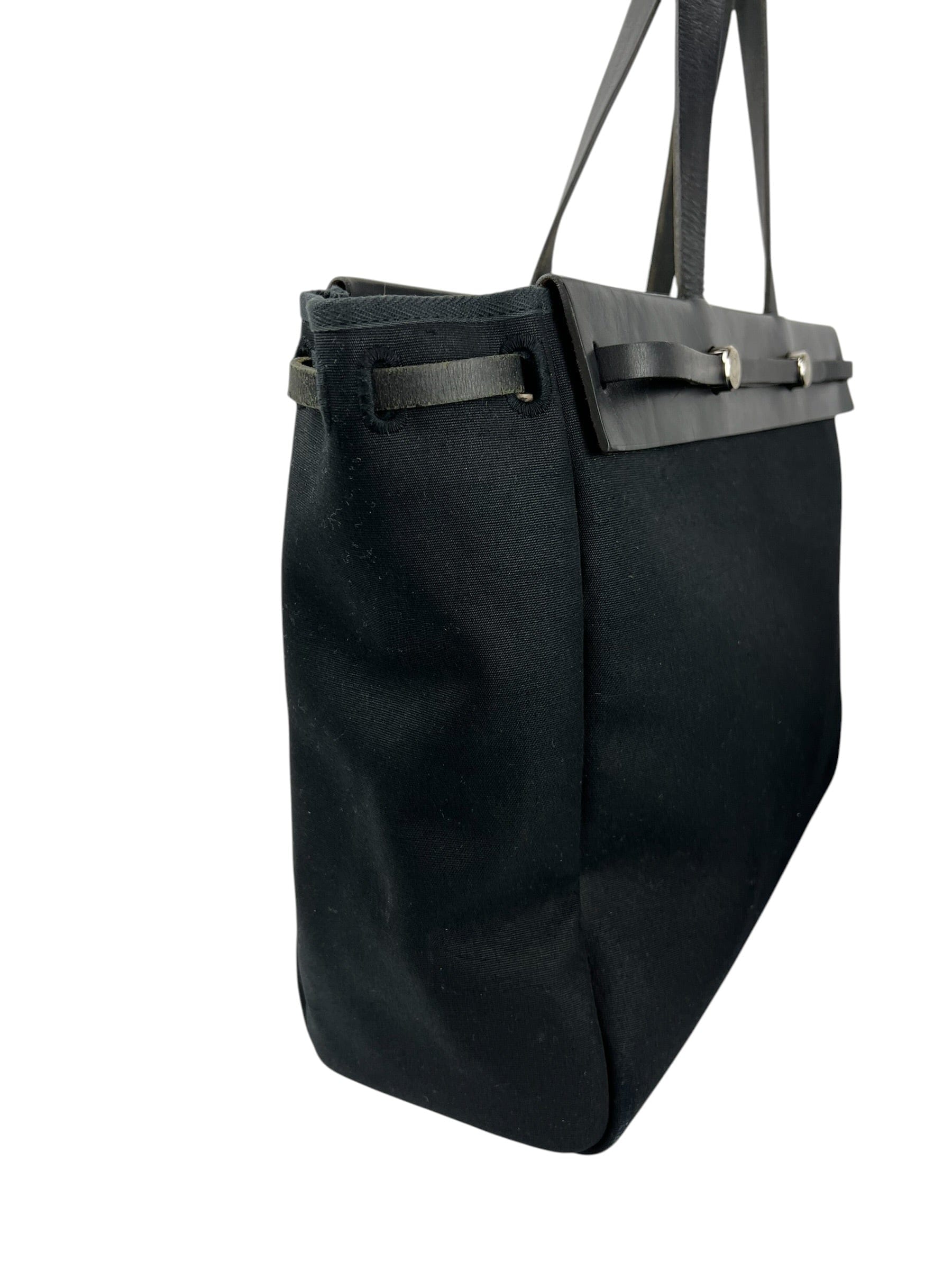 Hermes Black Toile Herbag (Two - In - One)