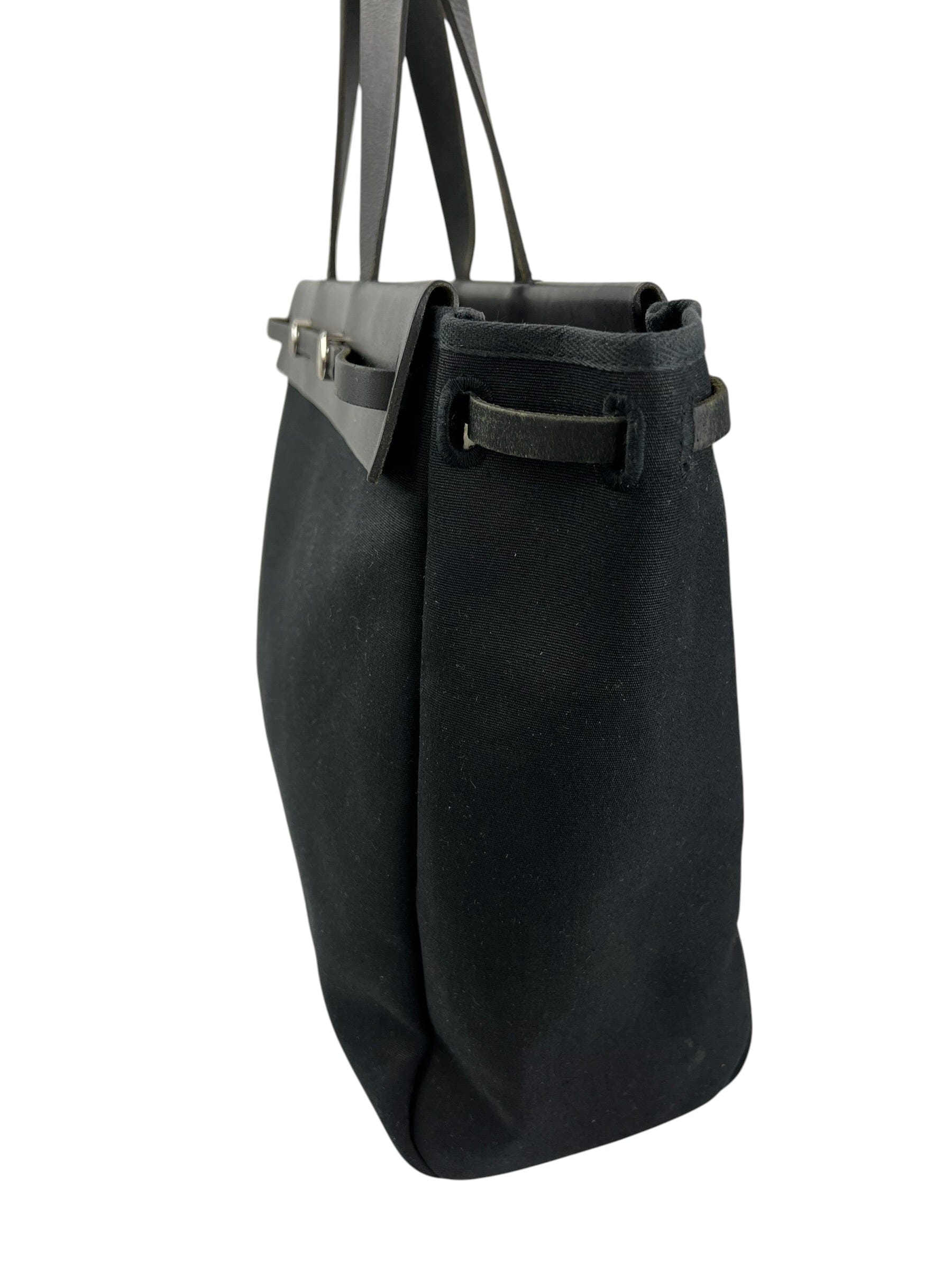 Hermes Black Toile Herbag (Two - In - One)