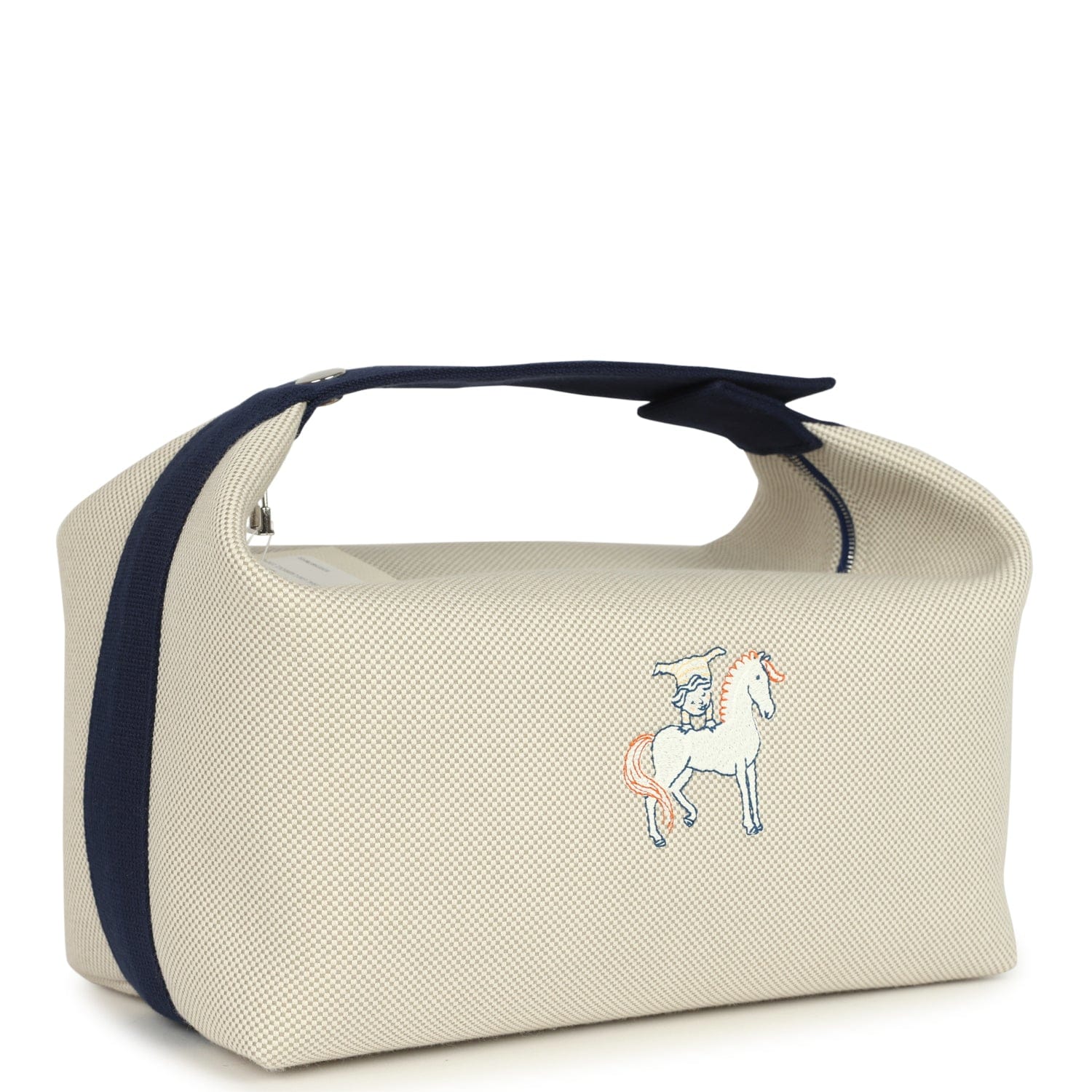 Hermes Bride A Brac Cabriole GM Gris Perle, Bleu Canvas Palladium Hardware